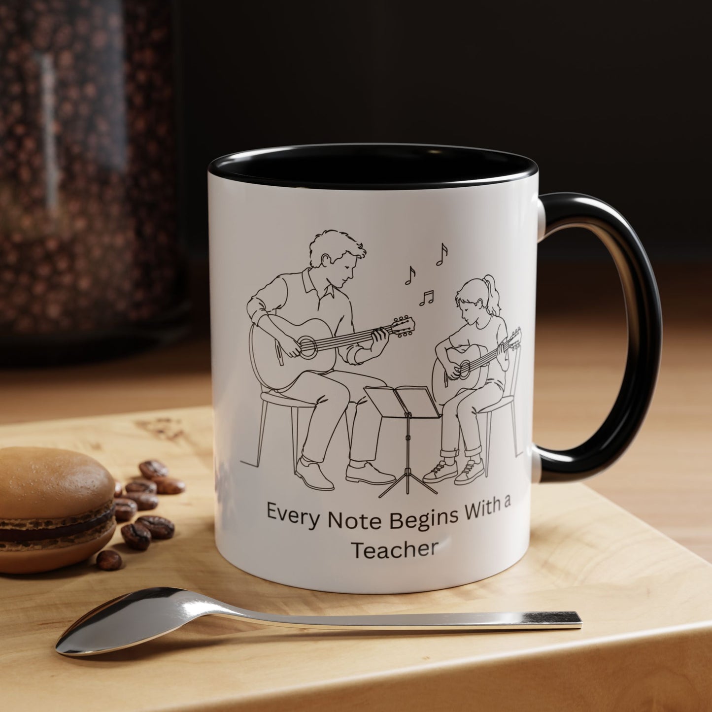 Guitar Teacher Coffee Mug - Every Note Begins With a Teacher