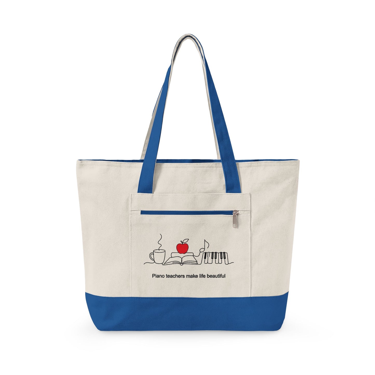 Piano Teachers Make Life Beautiful Zippered Canvas Tote