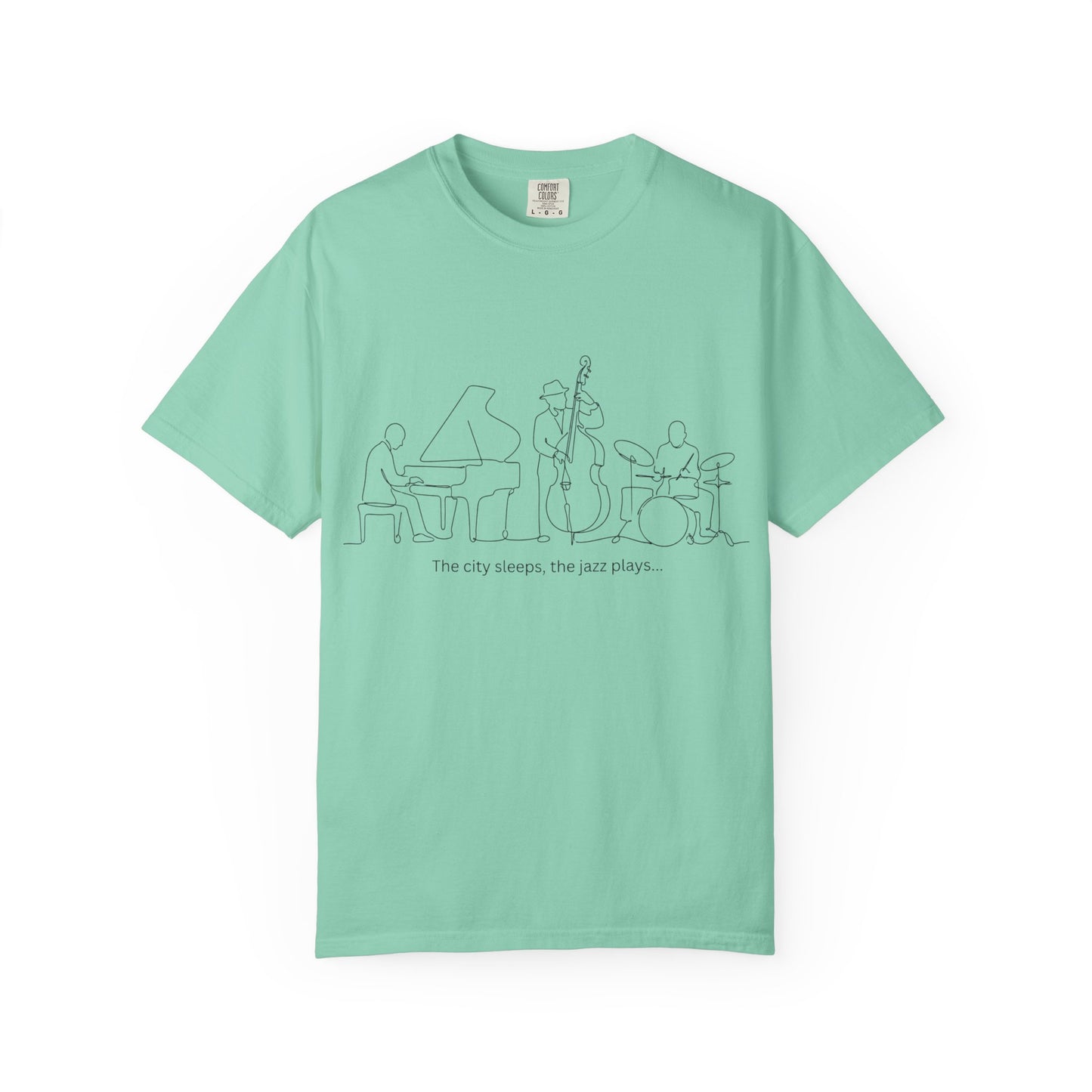 Jazz Band Line Art T-Shirt — "The City Sleeps" Minimal Music Tee