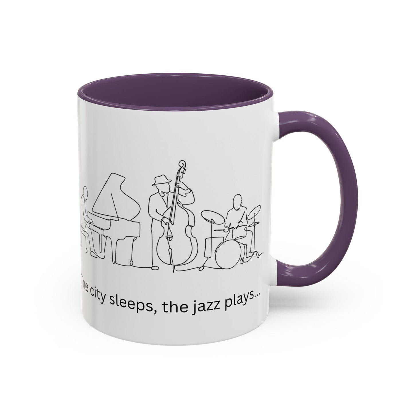 Jazz Night Accent Coffee Mug — "The city sleeps, the jazz plays..."