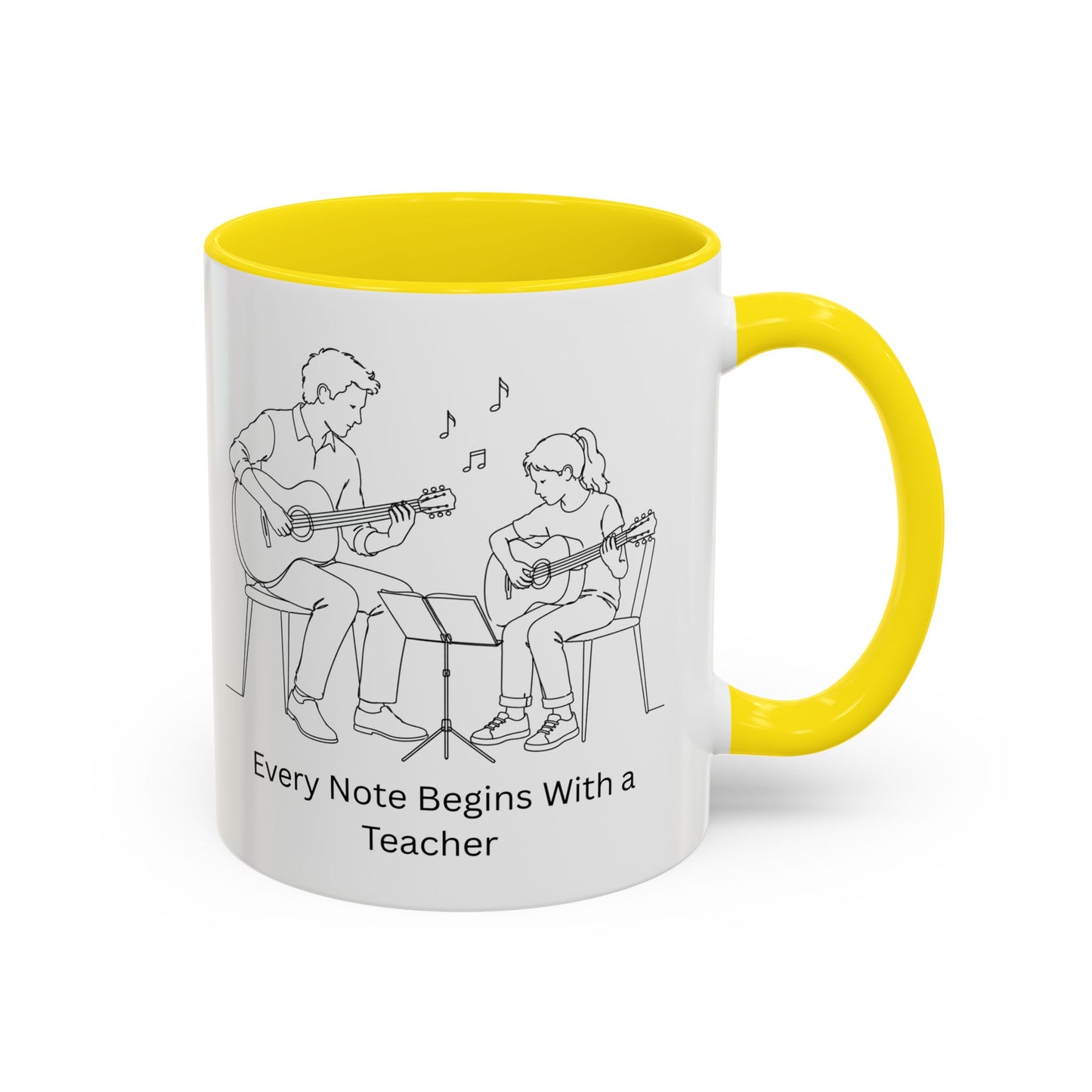 Guitar Teacher Coffee Mug - Every Note Begins With a Teacher