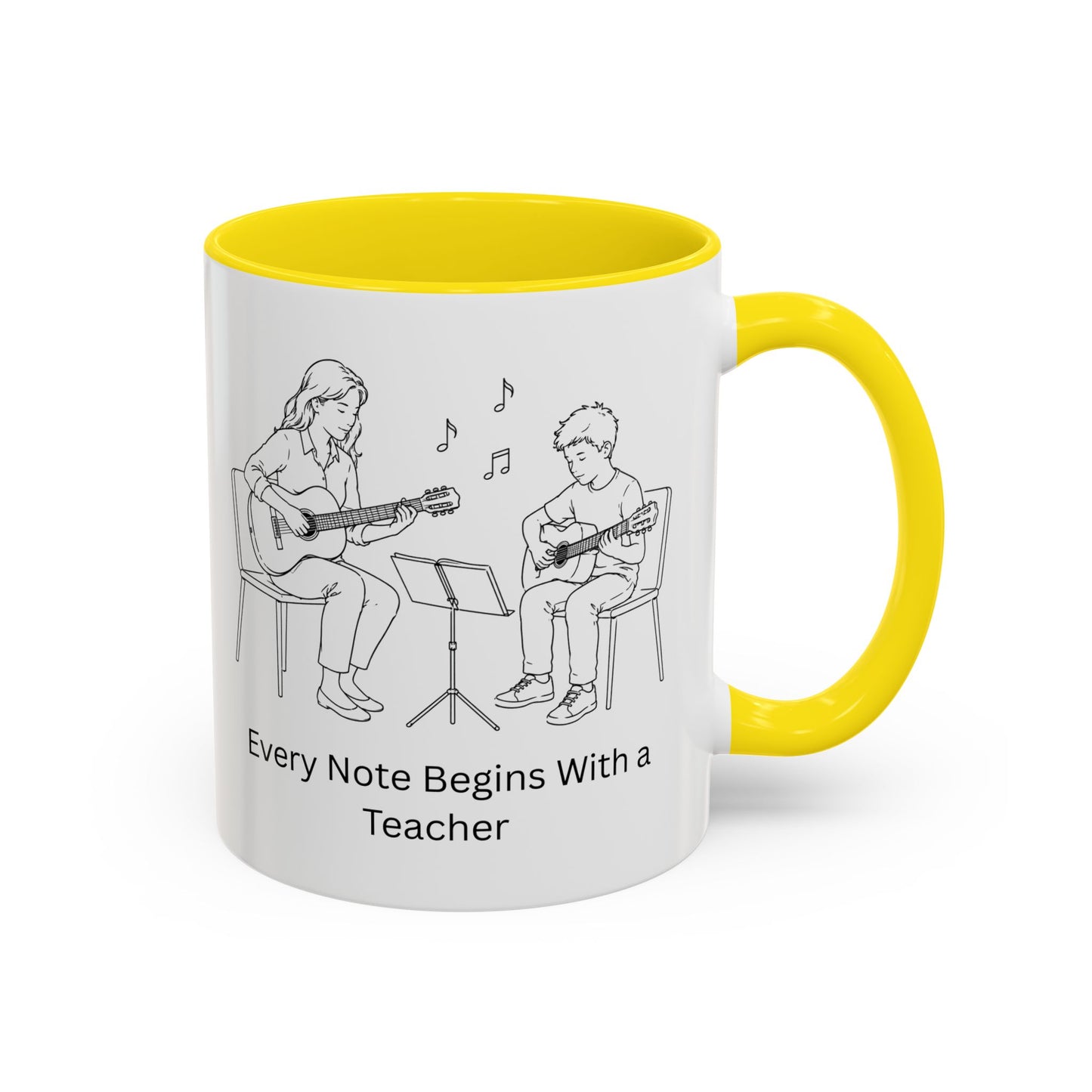 Guitar Teacher Coffee Mug - Every Note Begins With a Teacher