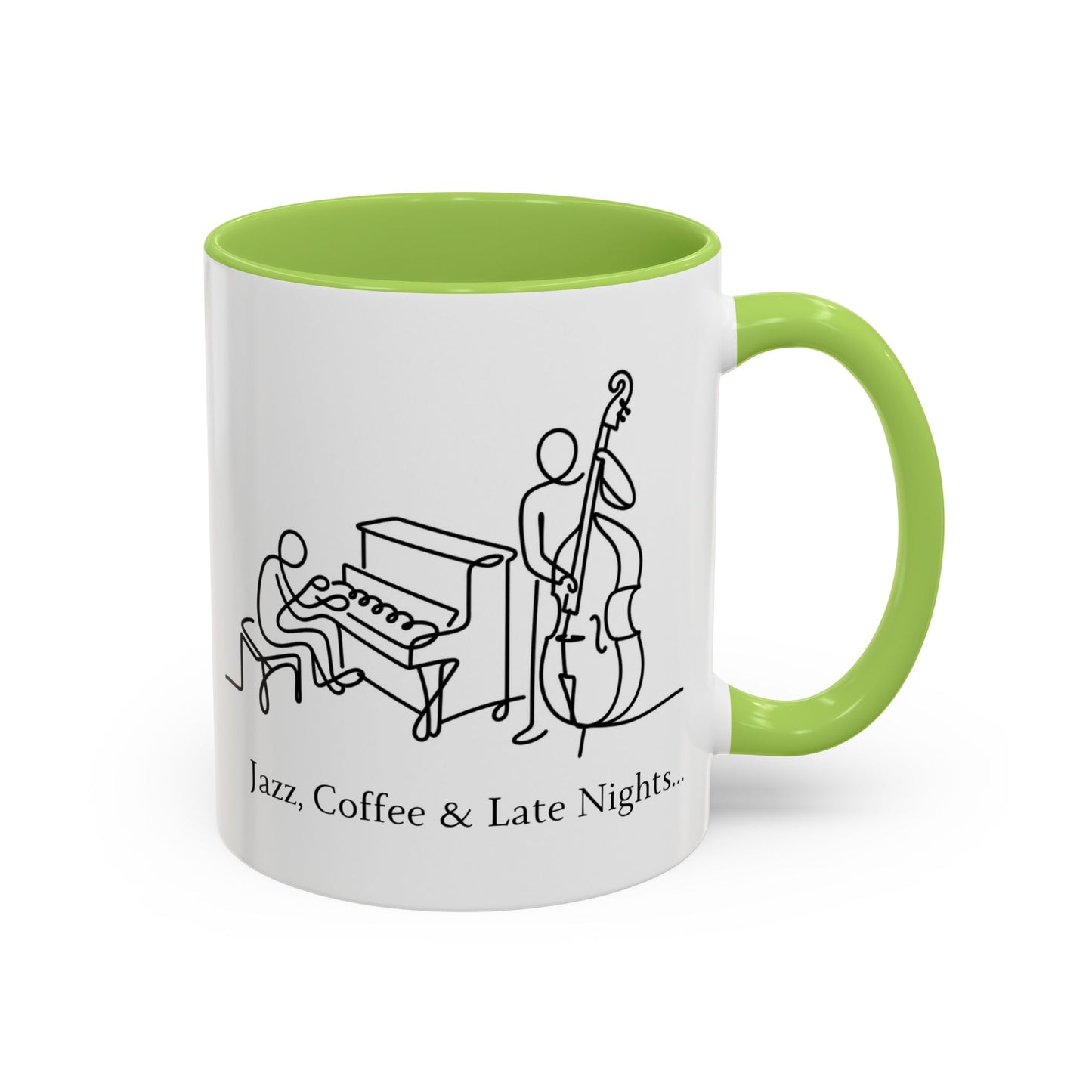 Jazz Coffee Mug — 'Jazz, Coffee & Late Nights' Accent Ceramic Mug (11/15oz)