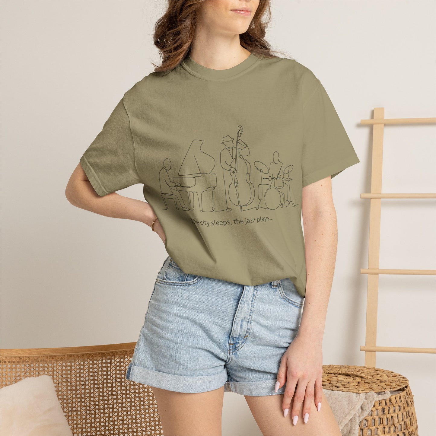 Jazz Band Line Art T-Shirt — "The City Sleeps" Minimal Music Tee