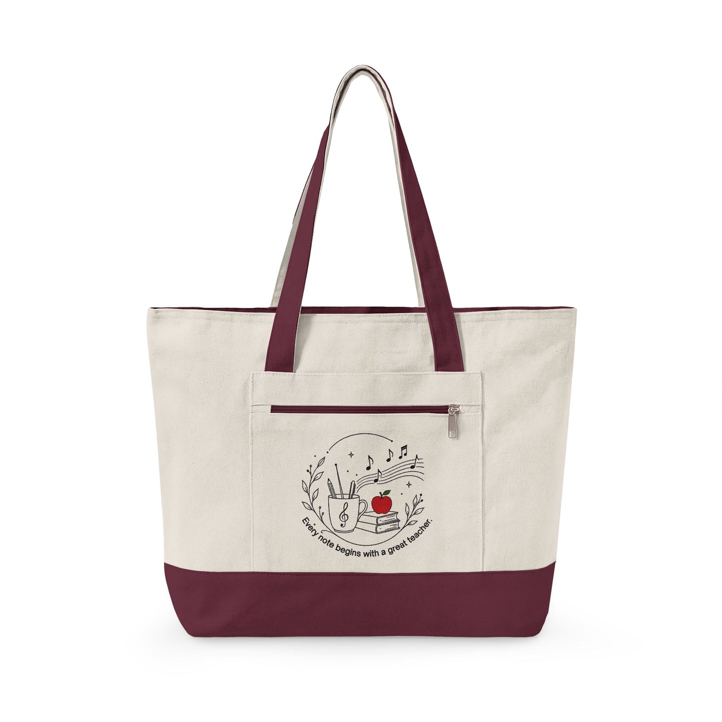 Music Teacher Appreciation Zippered Canvas Tote