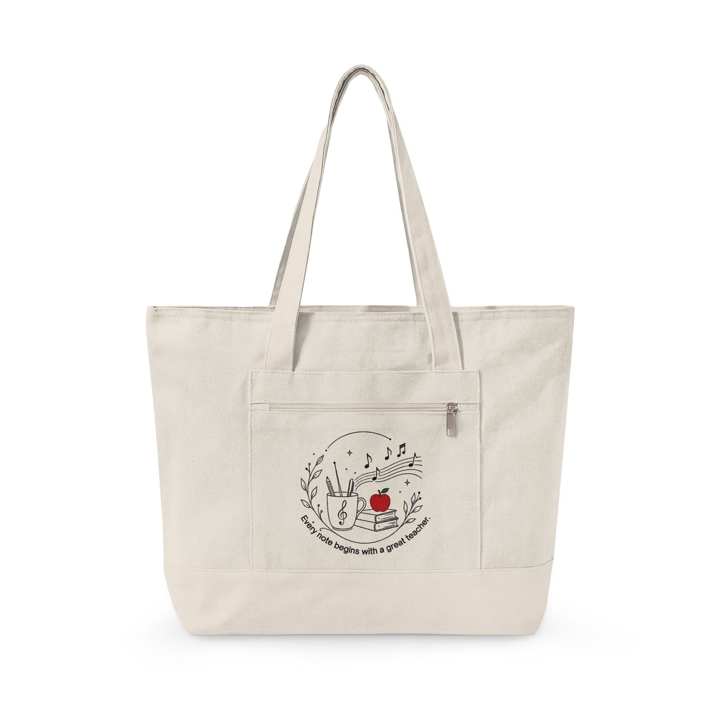 Music Teacher Appreciation Zippered Canvas Tote