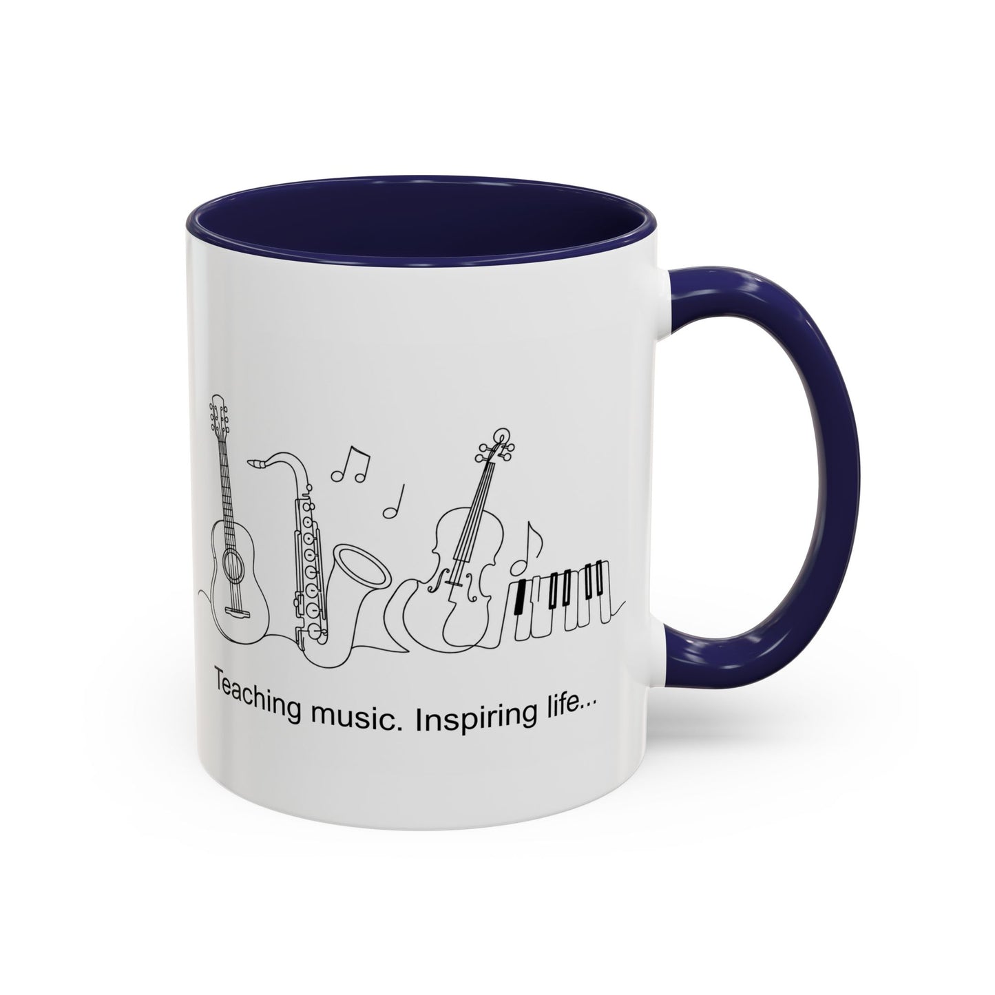 Music Teacher Coffee Mug — "Teaching music. Inspiring life..." Accent Ceramic Mug