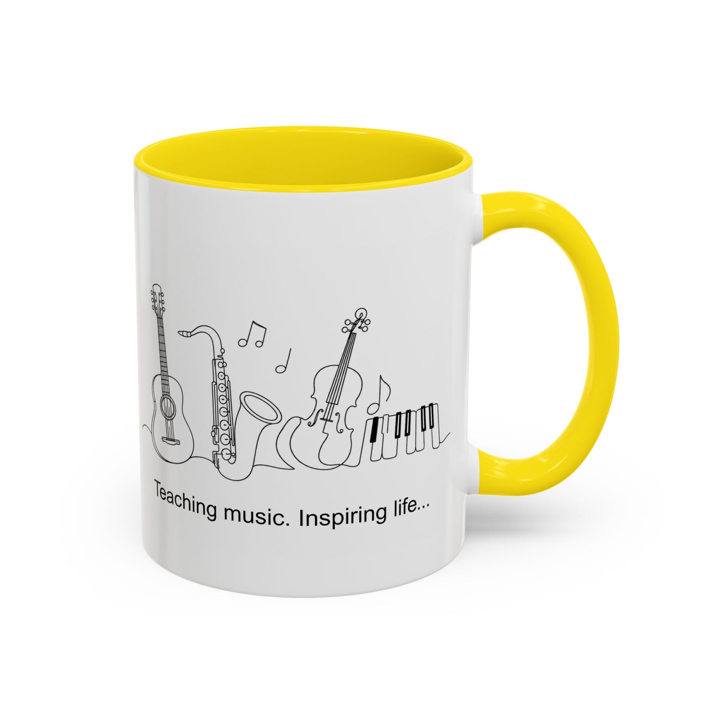 Music Teacher Coffee Mug — "Teaching music. Inspiring life..." Accent Ceramic Mug