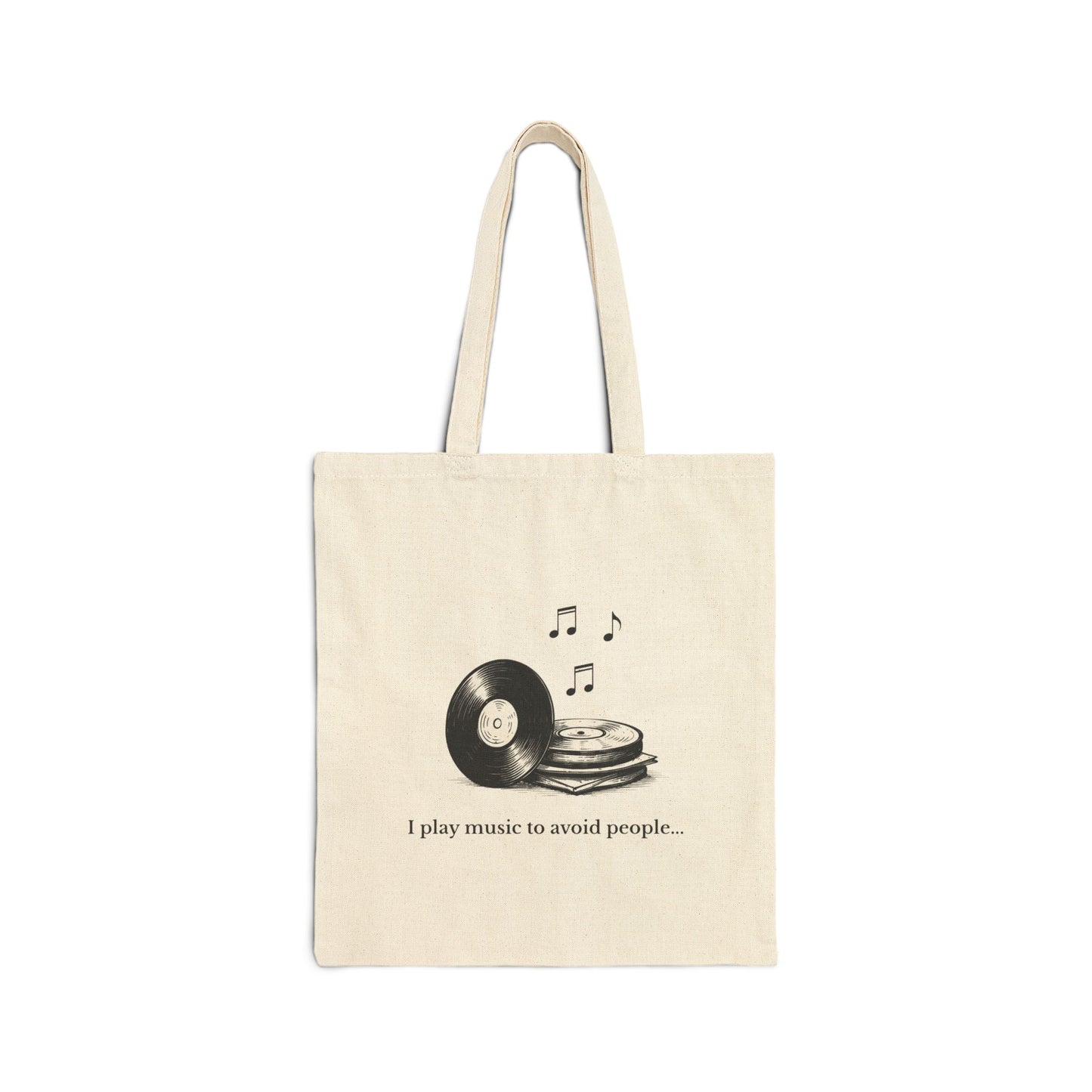 Music Lover Tote Bag — "I play music to avoid people." Cotton Canvas Grocery/Book Tote