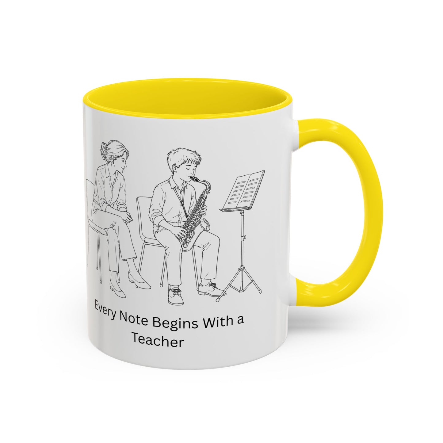 Saxaphone Teacher Coffee Mug — Every Note Begins With a Teacher