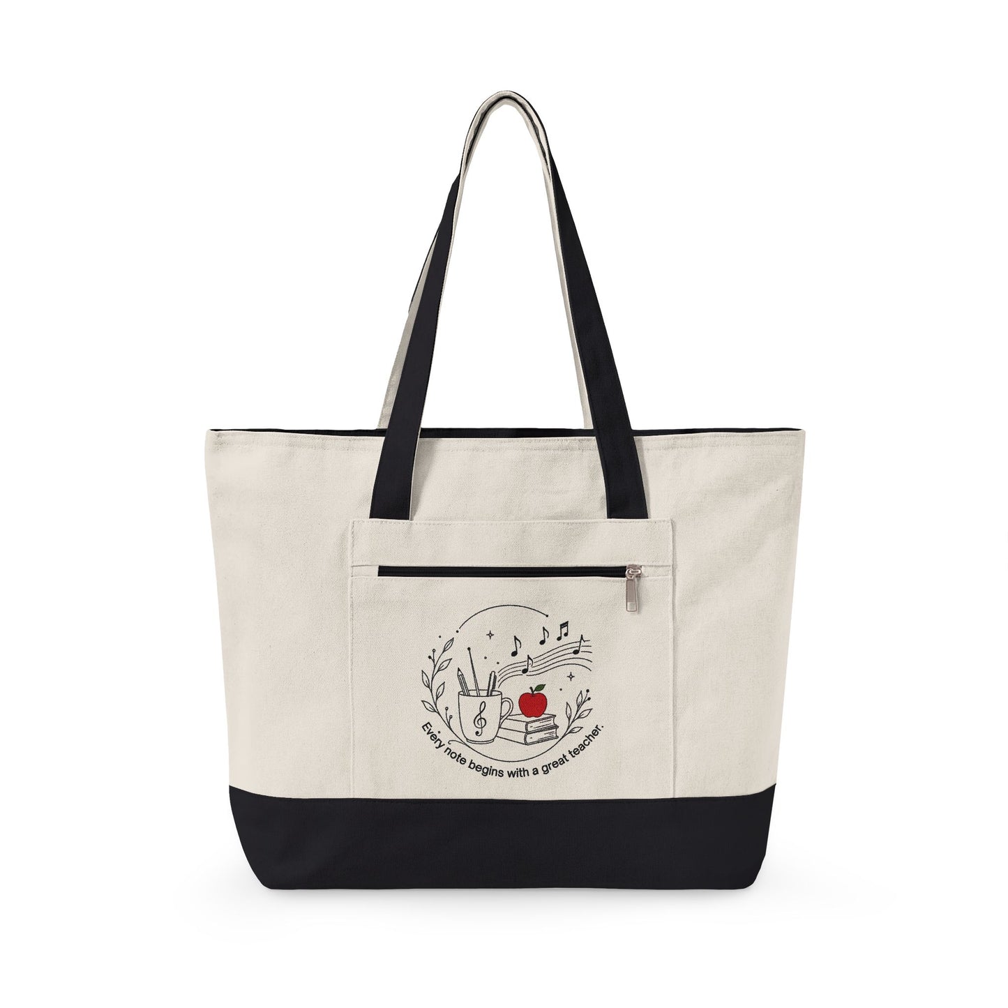 Music Teacher Appreciation Zippered Canvas Tote