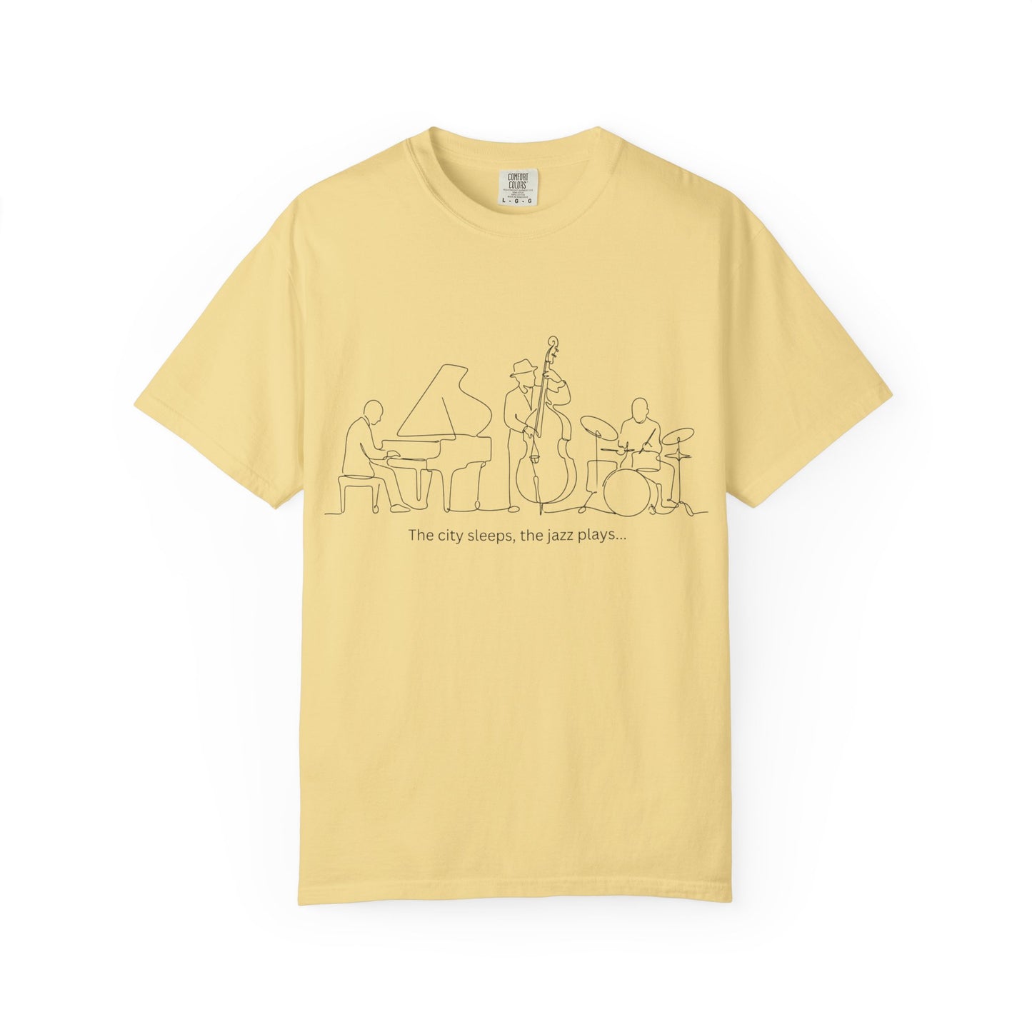 Jazz Band Line Art T-Shirt — "The City Sleeps" Minimal Music Tee