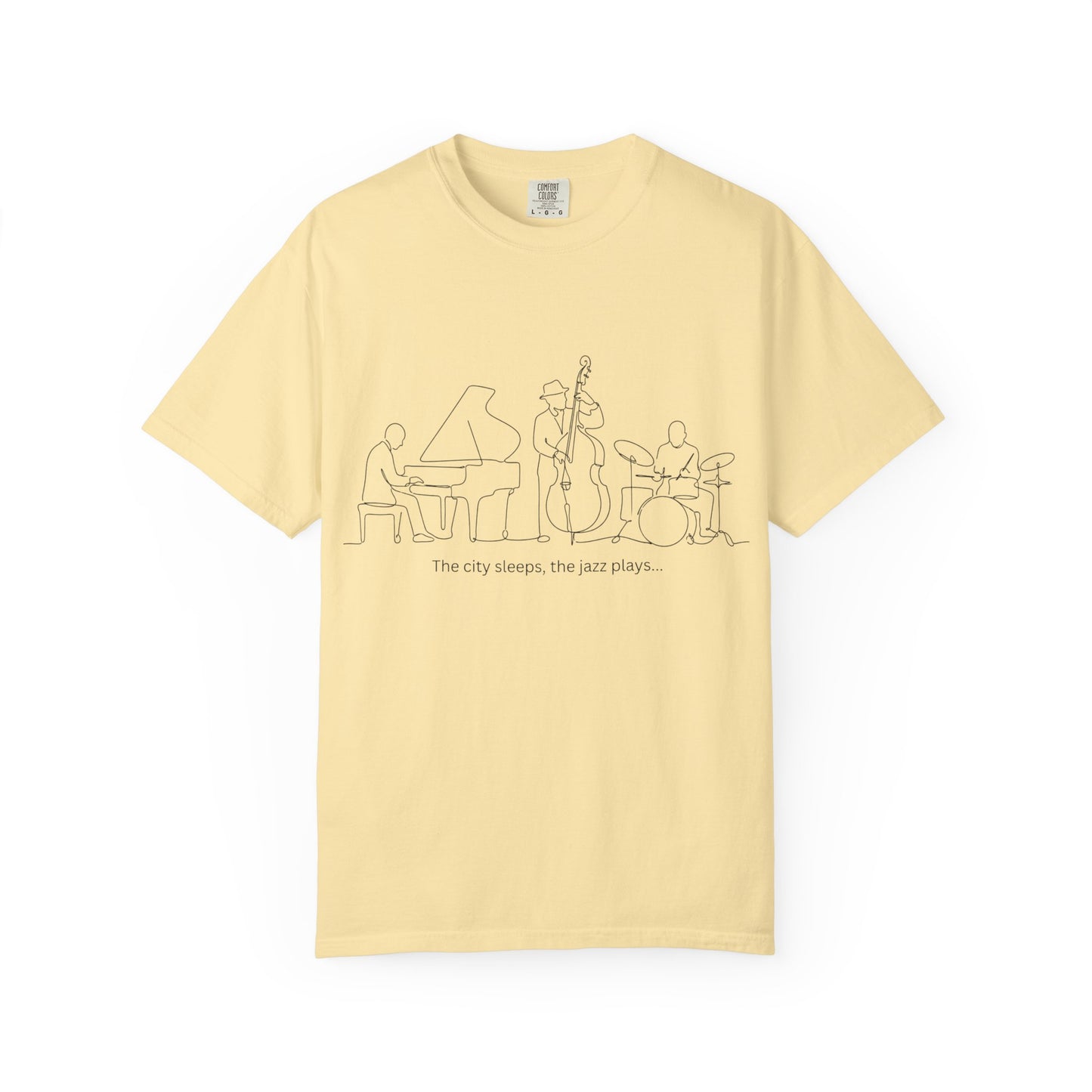 Jazz Band Line Art T-Shirt — "The City Sleeps" Minimal Music Tee