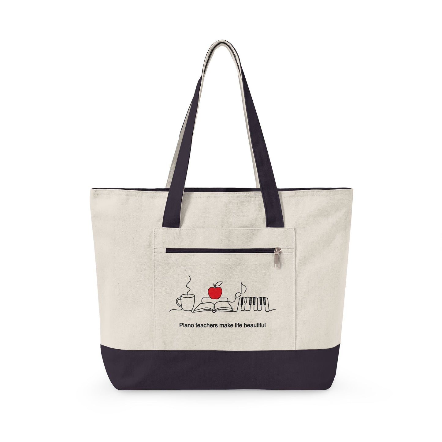 Piano Teachers Make Life Beautiful Zippered Canvas Tote