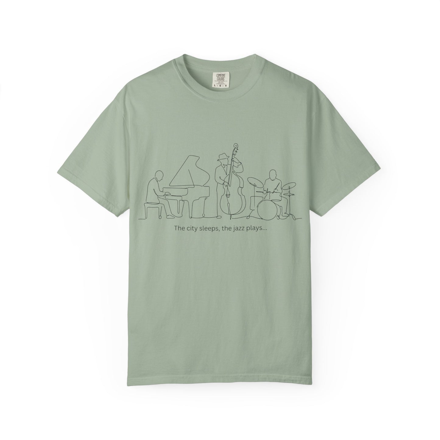 Jazz Band Line Art T-Shirt — "The City Sleeps" Minimal Music Tee