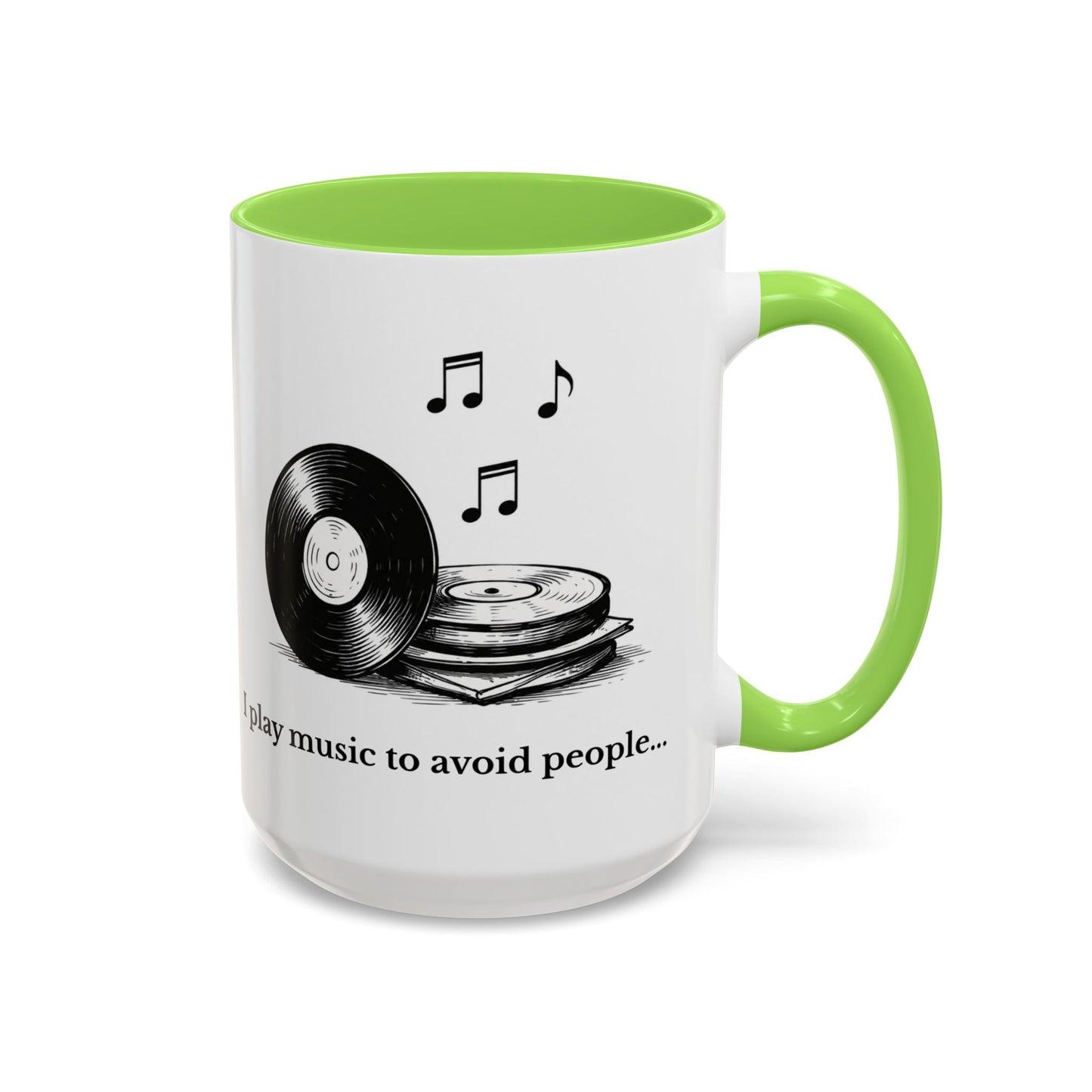 Music Lover Mug — "I Play Music to Avoid People" Ceramic Coffee Cup (11oz, 15oz)