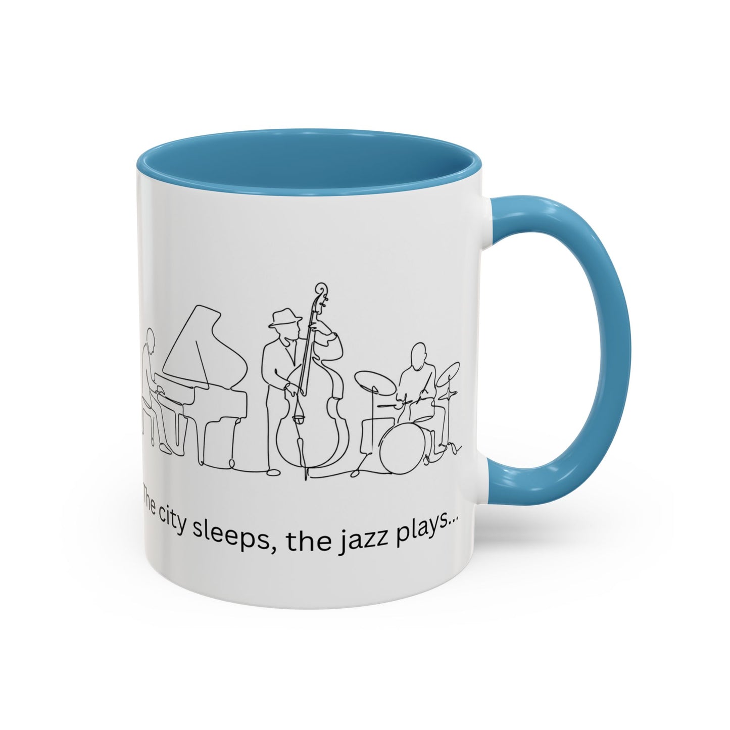 Jazz Night Accent Coffee Mug — "The city sleeps, the jazz plays..."