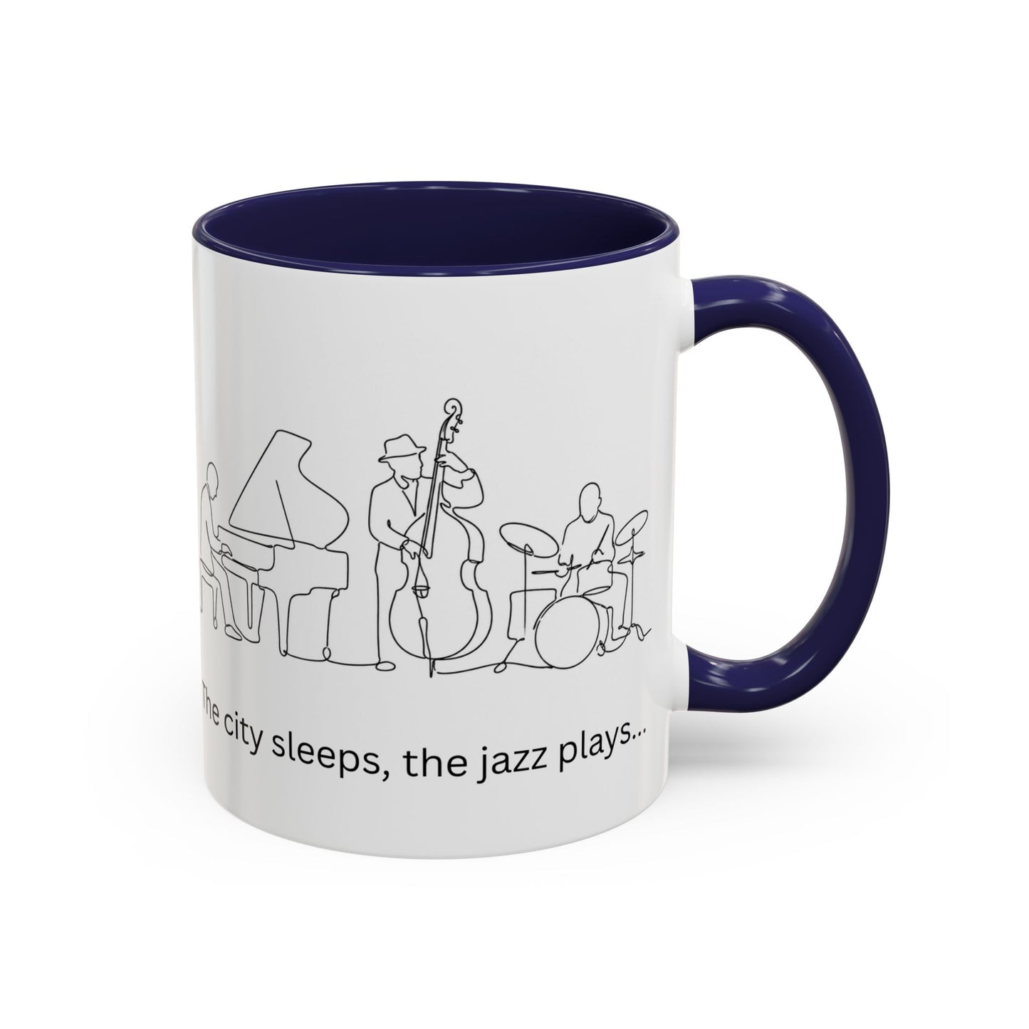 Jazz Night Accent Coffee Mug — "The city sleeps, the jazz plays..."