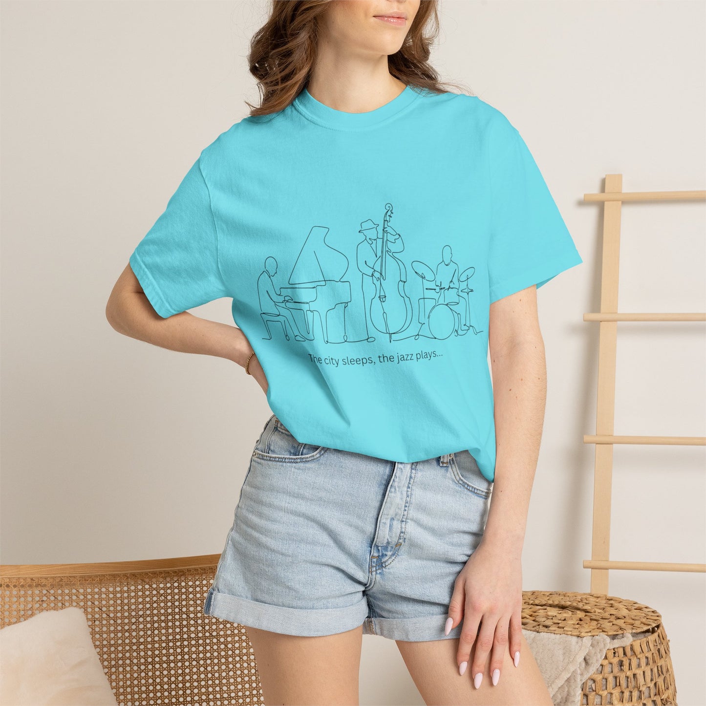 Jazz Band Line Art T-Shirt — "The City Sleeps" Minimal Music Tee