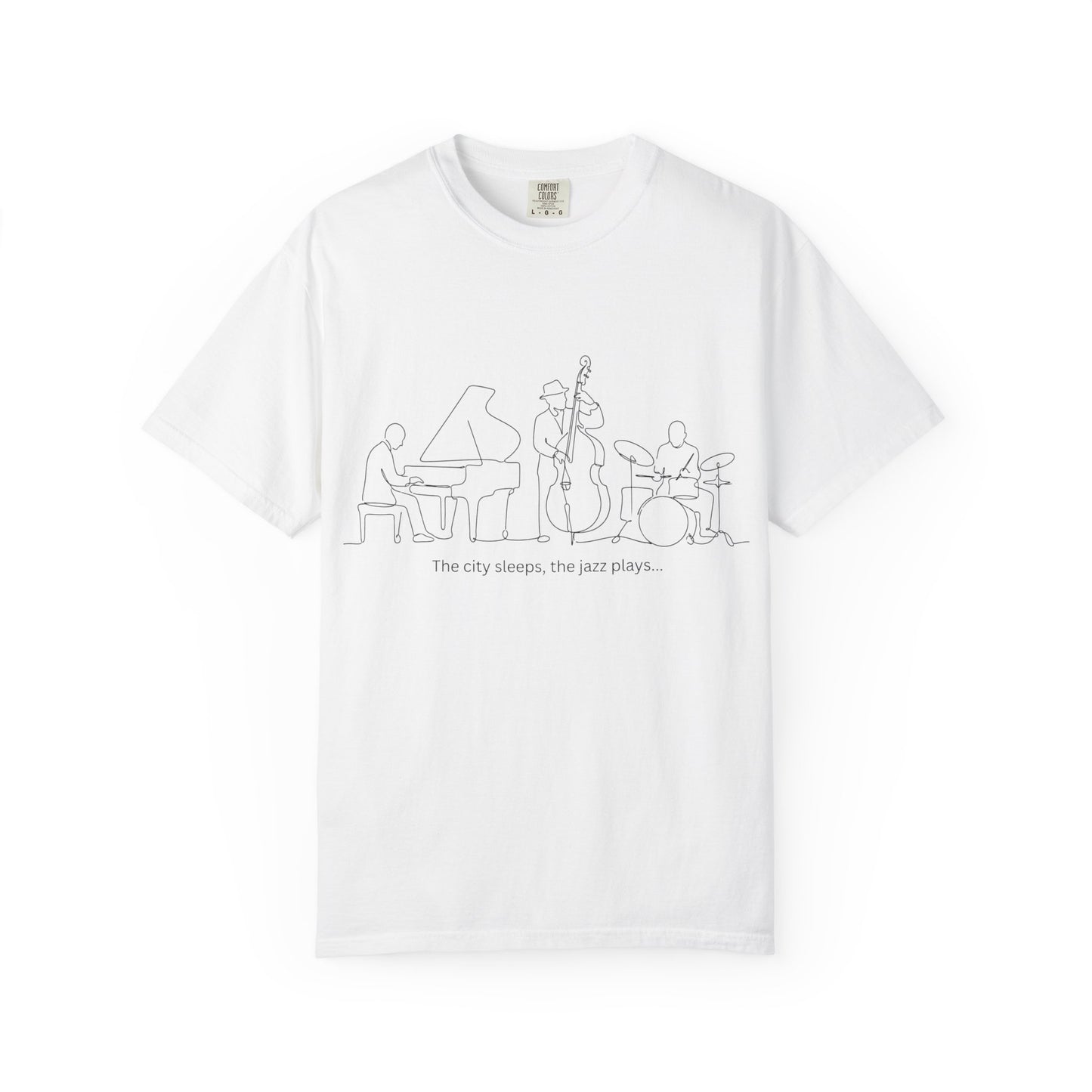 Jazz Band Line Art T-Shirt — "The City Sleeps" Minimal Music Tee