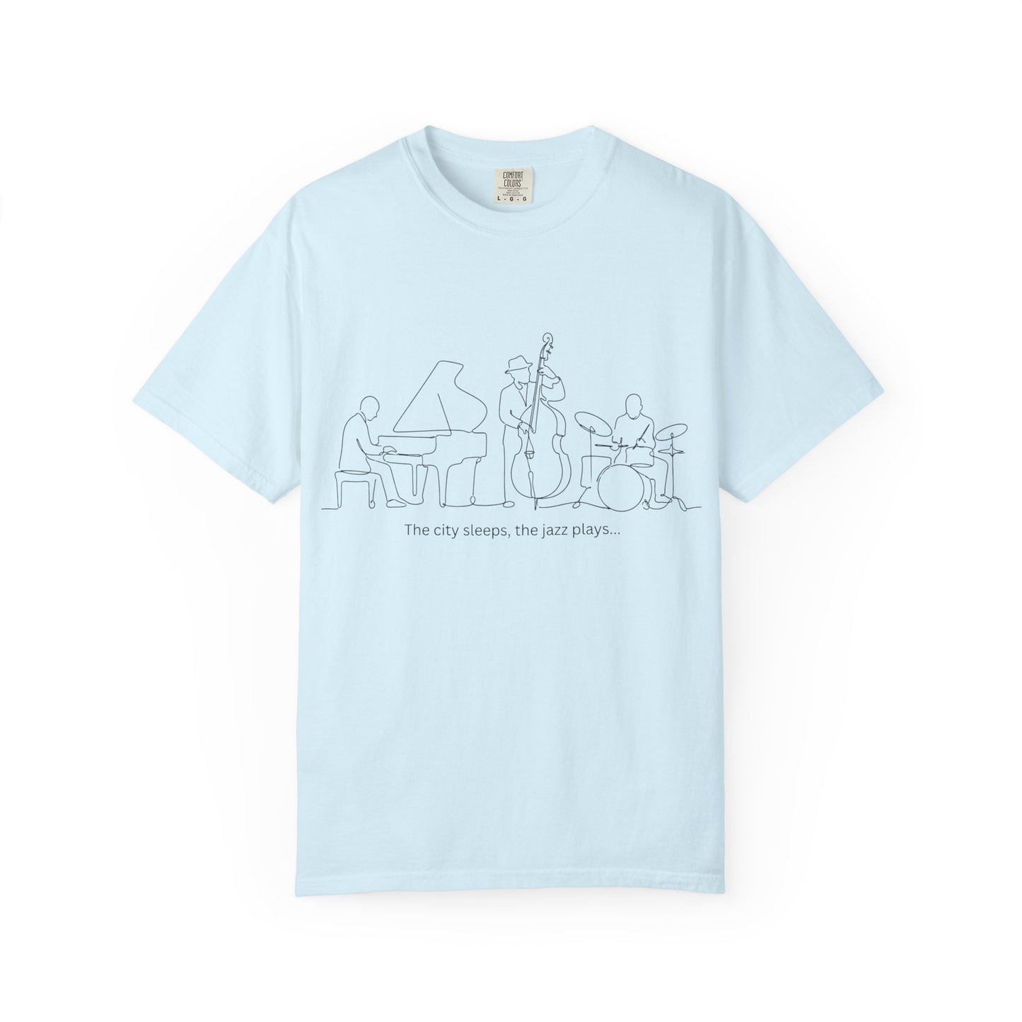 Jazz Band Line Art T-Shirt — "The City Sleeps" Minimal Music Tee