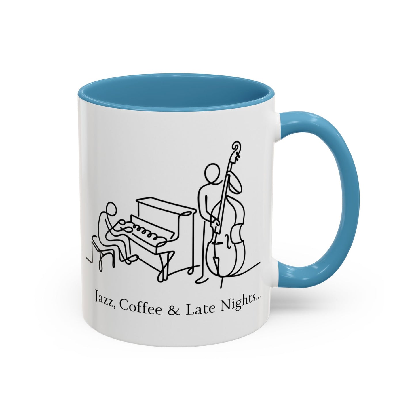Jazz Coffee Mug — 'Jazz, Coffee & Late Nights' Accent Ceramic Mug (11/15oz)