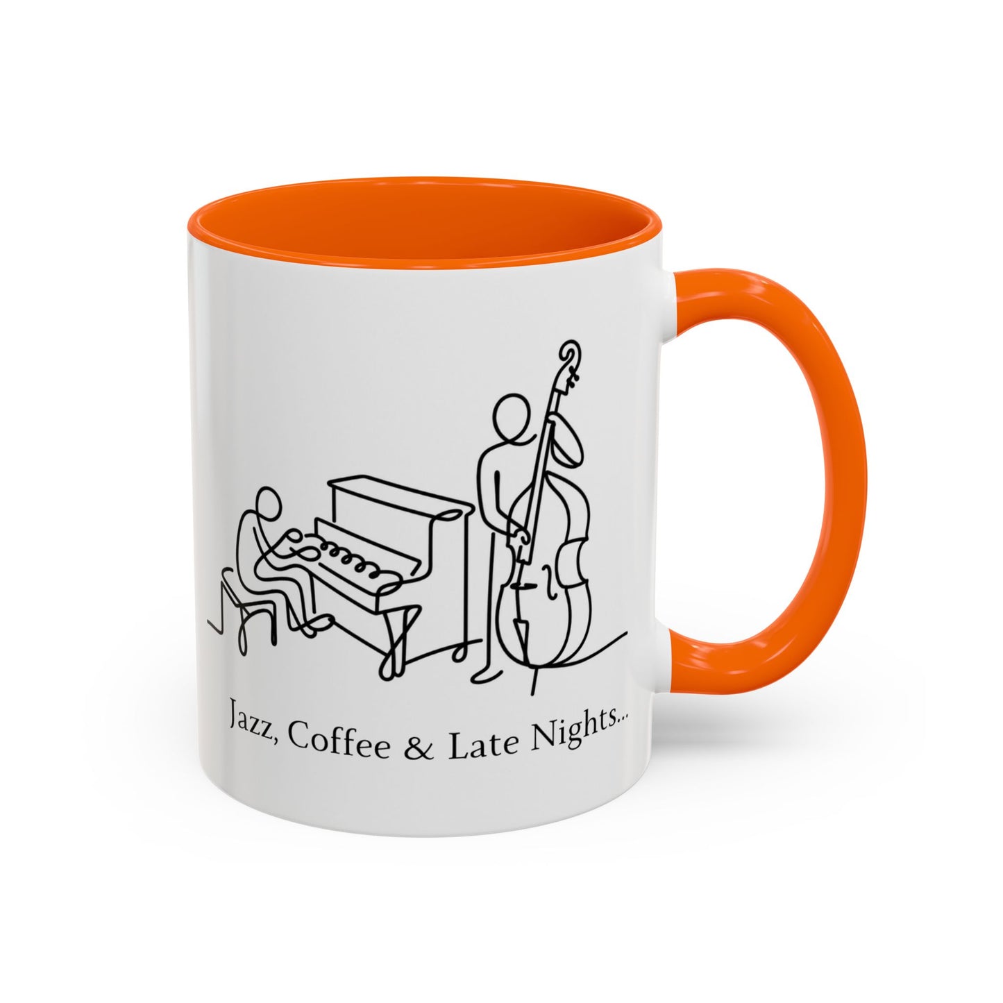 Jazz Coffee Mug — 'Jazz, Coffee & Late Nights' Accent Ceramic Mug (11/15oz)