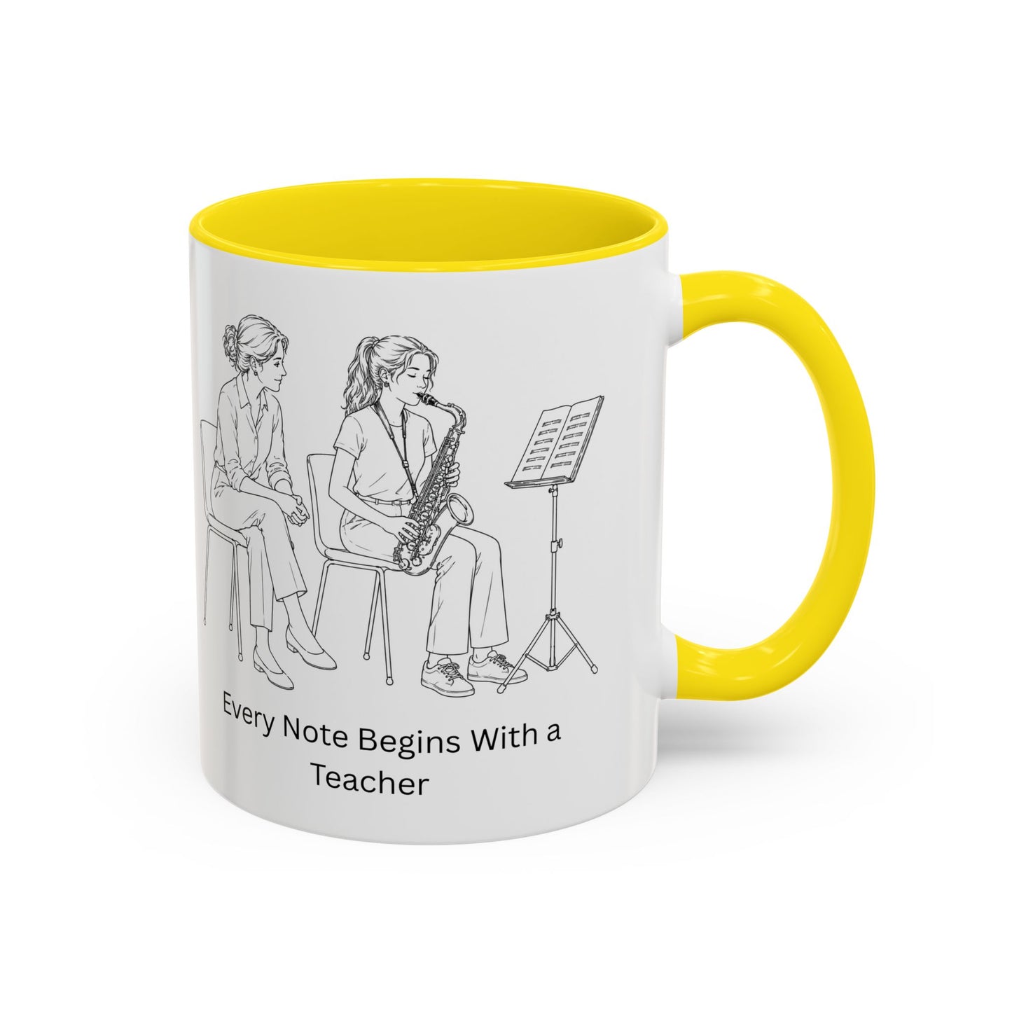 Saxaphone Teacher Coffee Mug — Every Note Begins With a Teacher
