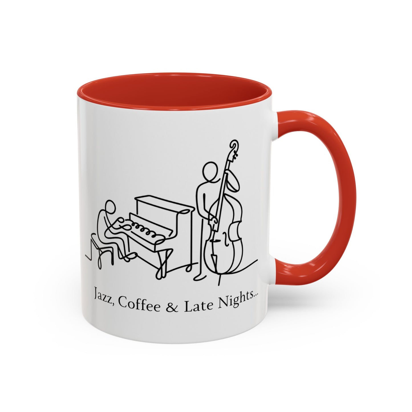 Jazz Coffee Mug — 'Jazz, Coffee & Late Nights' Accent Ceramic Mug (11/15oz)