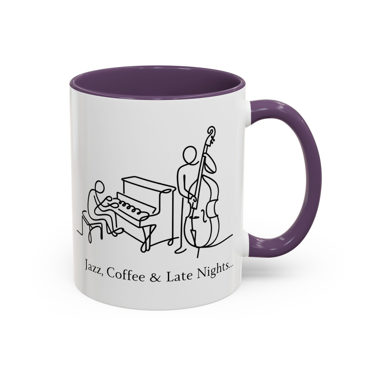 Jazz Coffee Mug — 'Jazz, Coffee & Late Nights' Accent Ceramic Mug (11/15oz)