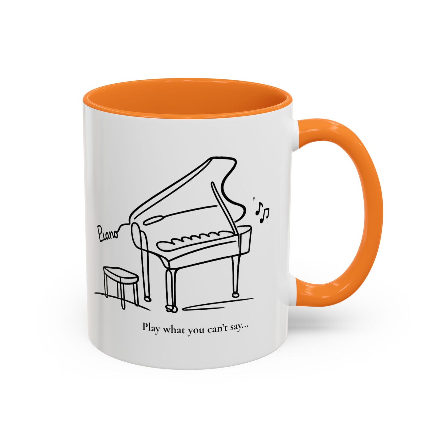 Piano Sketch Coffee Mug – "Play What You Can't Say" 11oz/15oz