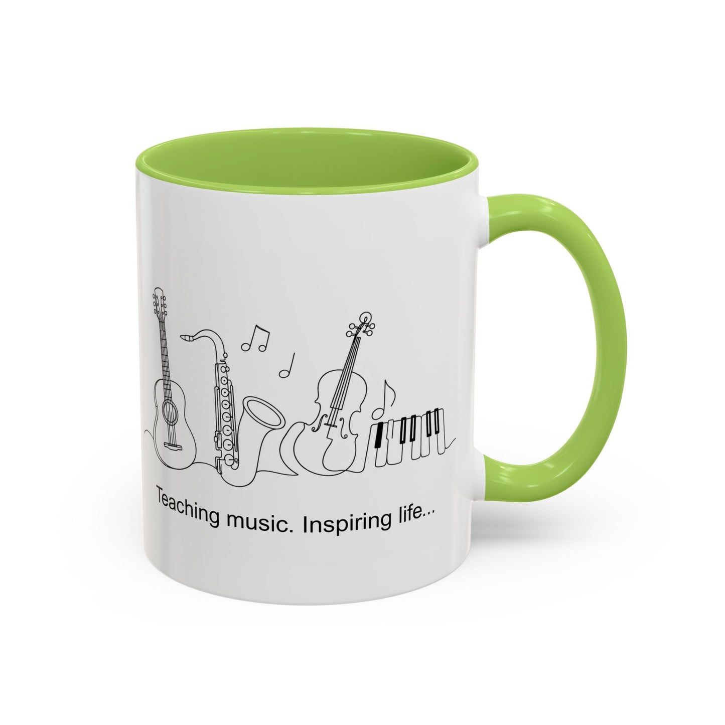 Music Teacher Coffee Mug — "Teaching music. Inspiring life..." Accent Ceramic Mug