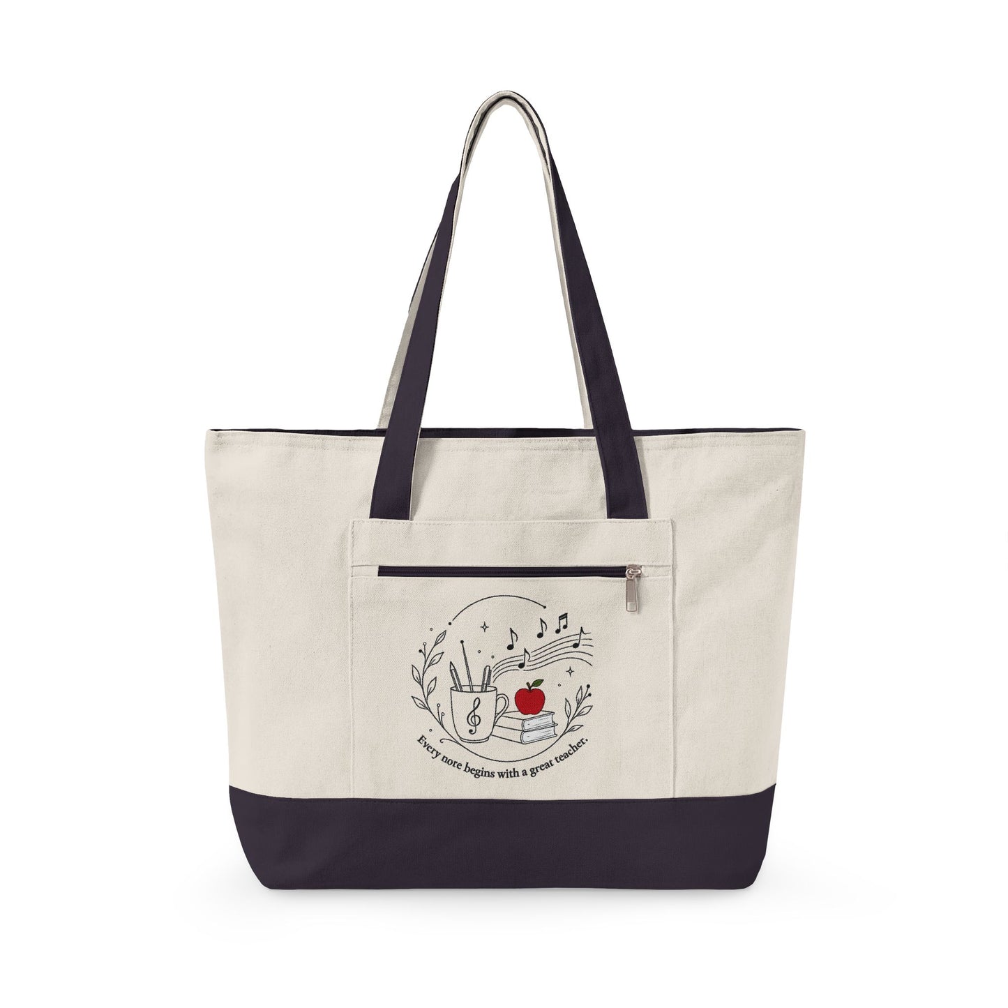 Music Teacher Appreciation Zippered Canvas Tote