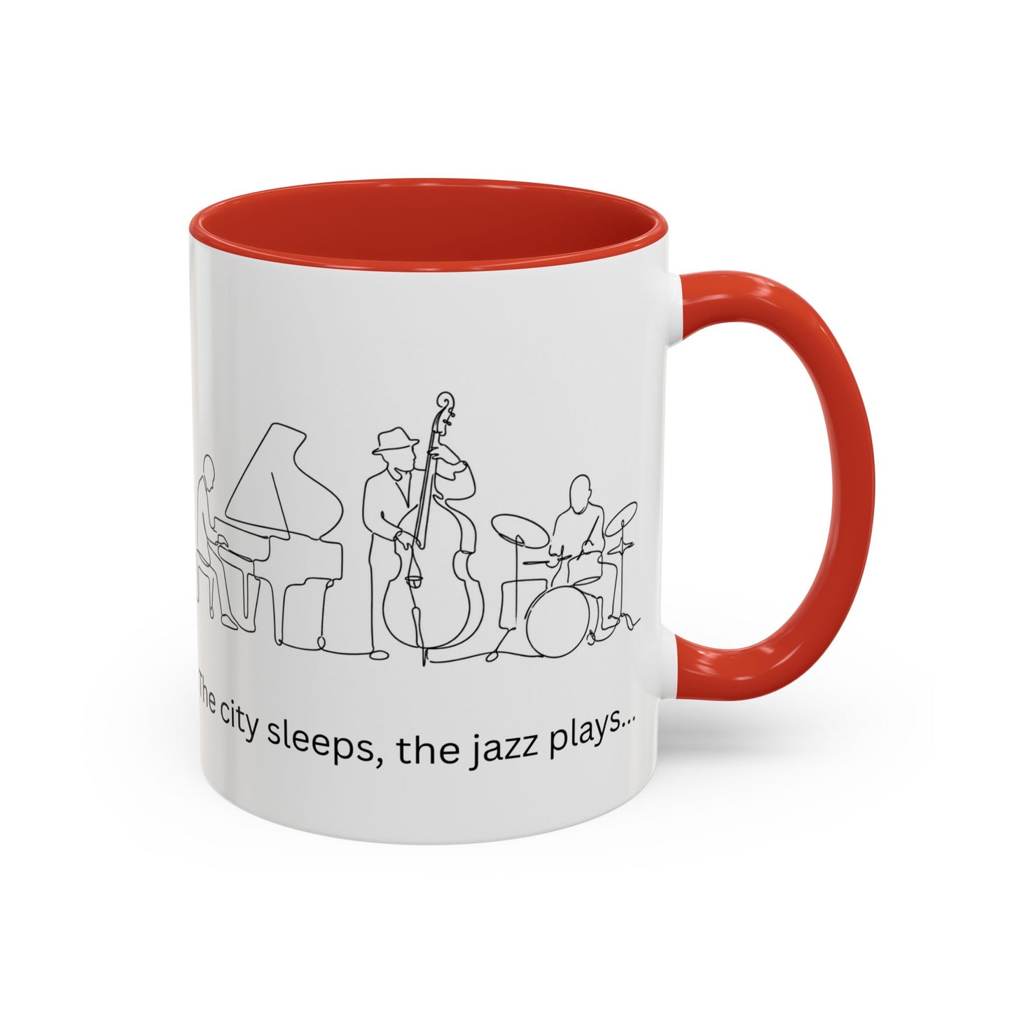 Jazz Night Accent Coffee Mug — "The city sleeps, the jazz plays..."