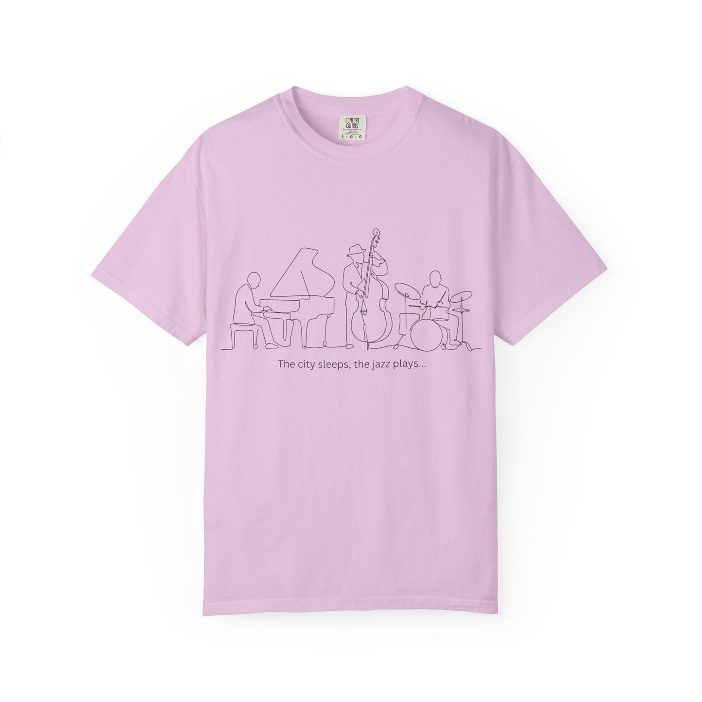 Jazz Band Line Art T-Shirt — "The City Sleeps" Minimal Music Tee