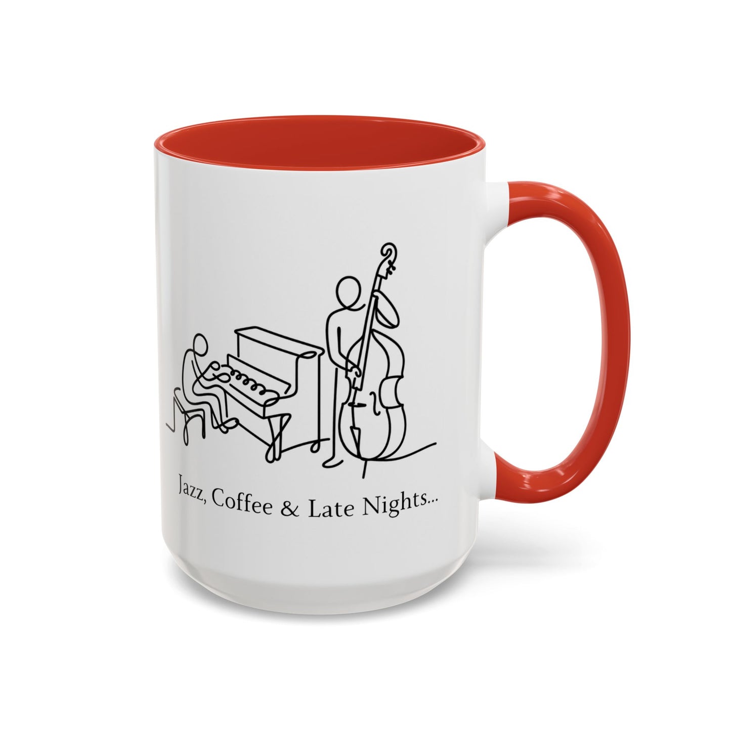 Jazz Coffee Mug — 'Jazz, Coffee & Late Nights' Accent Ceramic Mug (11/15oz)