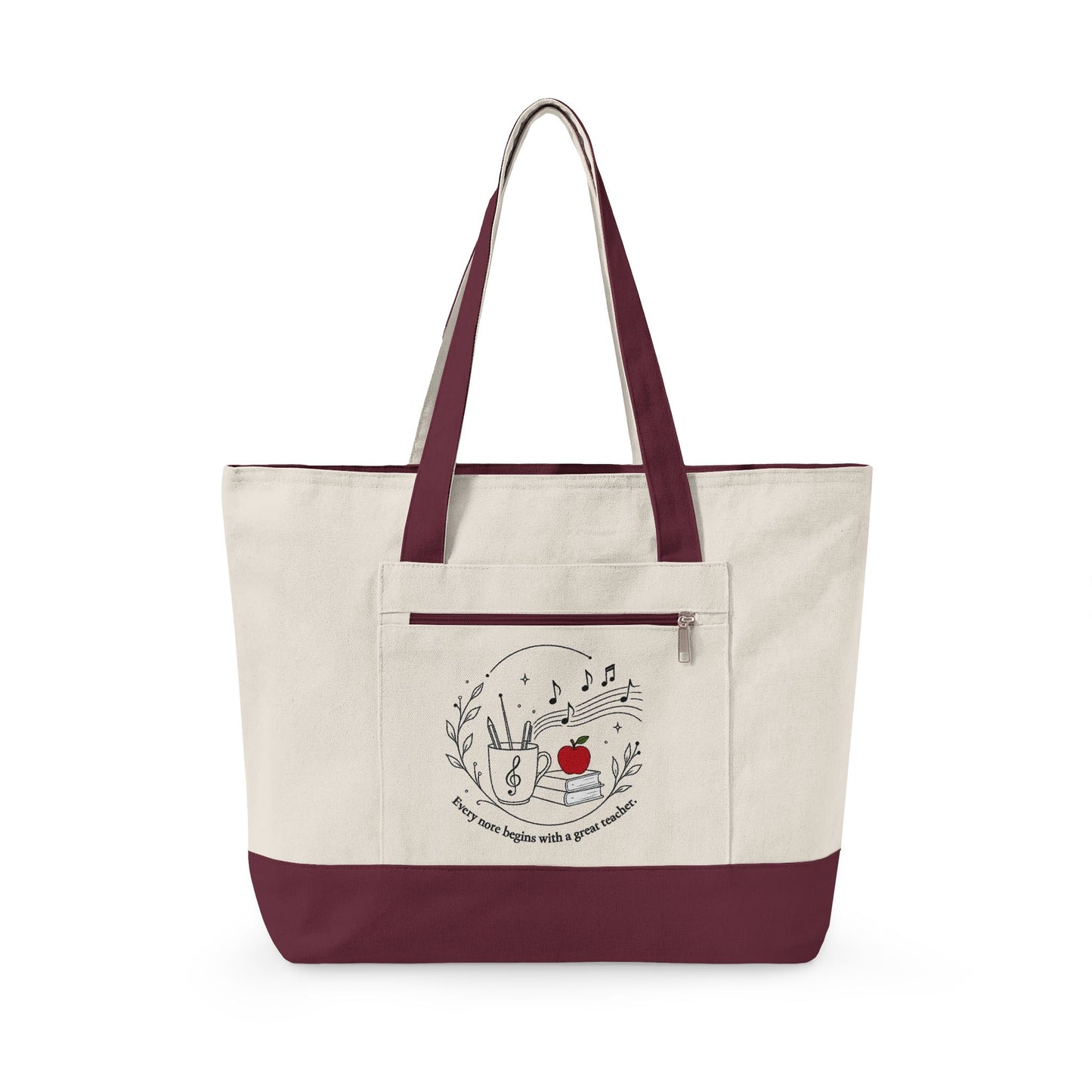 Music Teacher Appreciation Zippered Canvas Tote