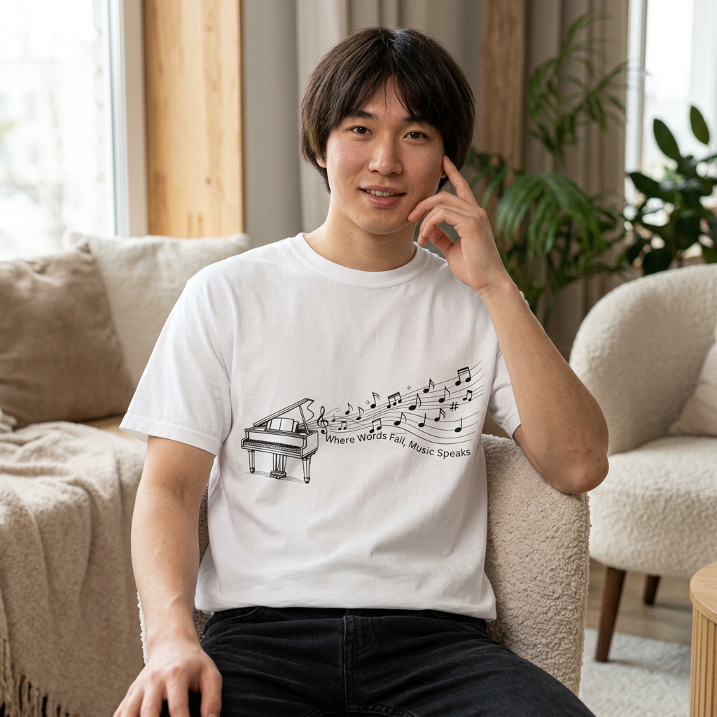 Piano Music Notes T-Shirt — Where Words Fail, Music Speaks