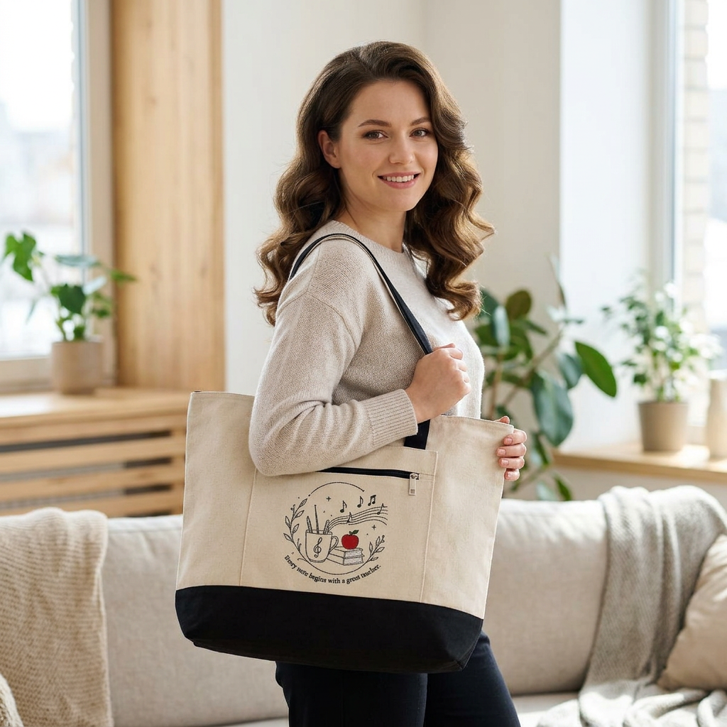 Music Teacher Appreciation Zippered Canvas Tote