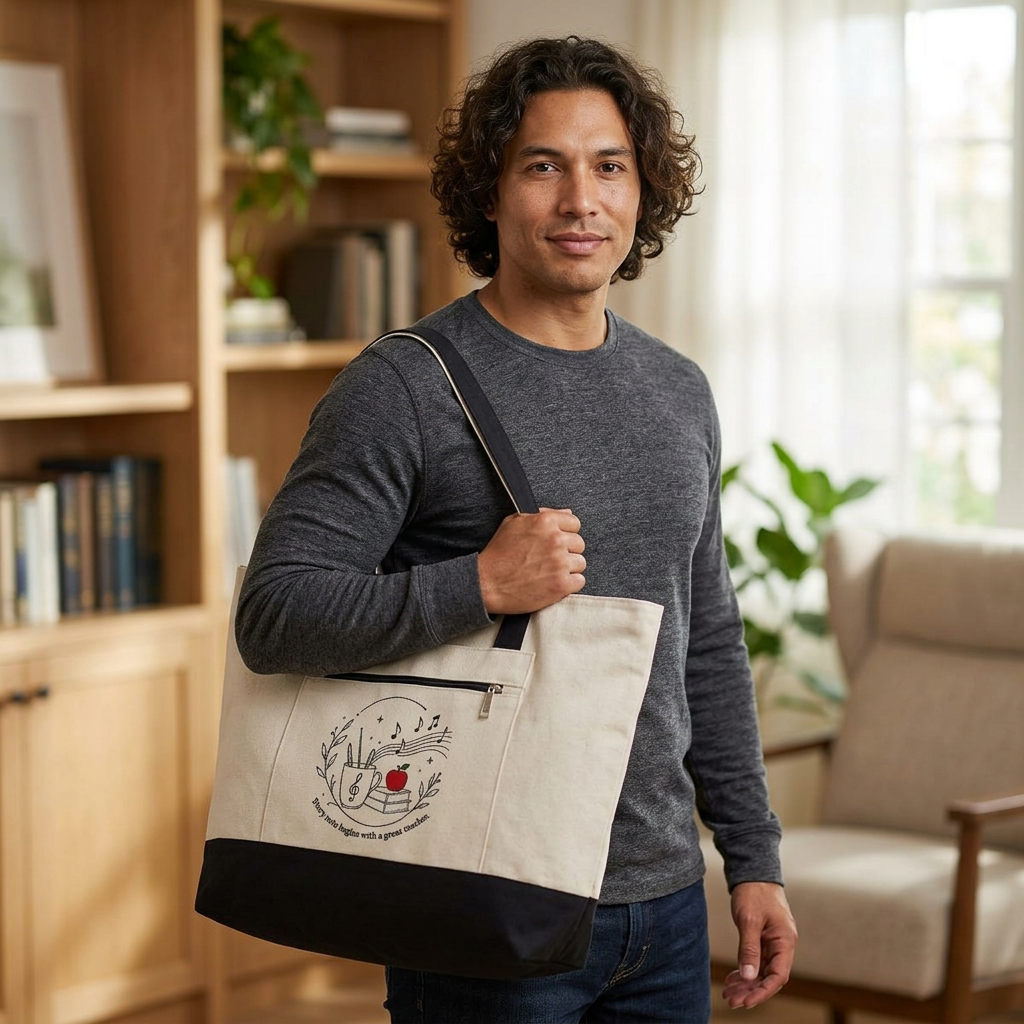 Music Teacher Appreciation Zippered Canvas Tote