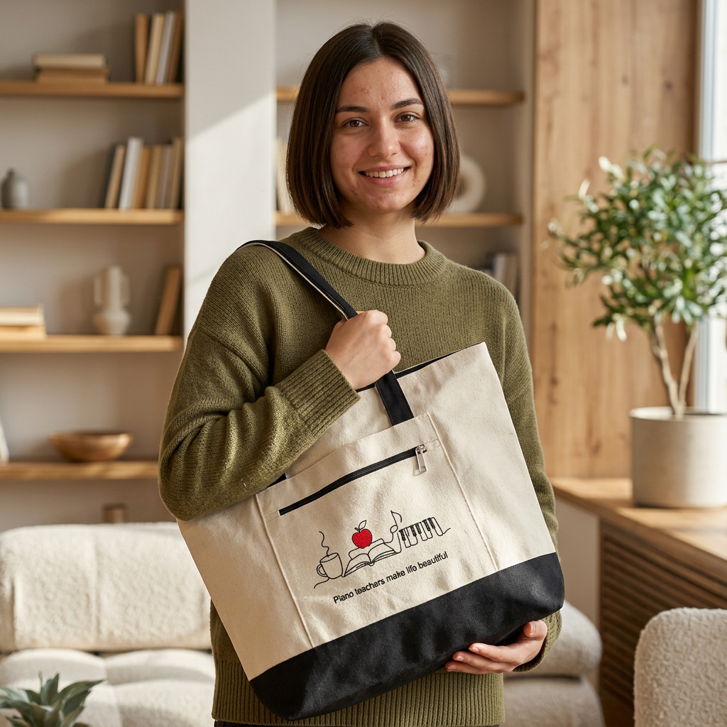 Piano Teachers Make Life Beautiful Zippered Canvas Tote