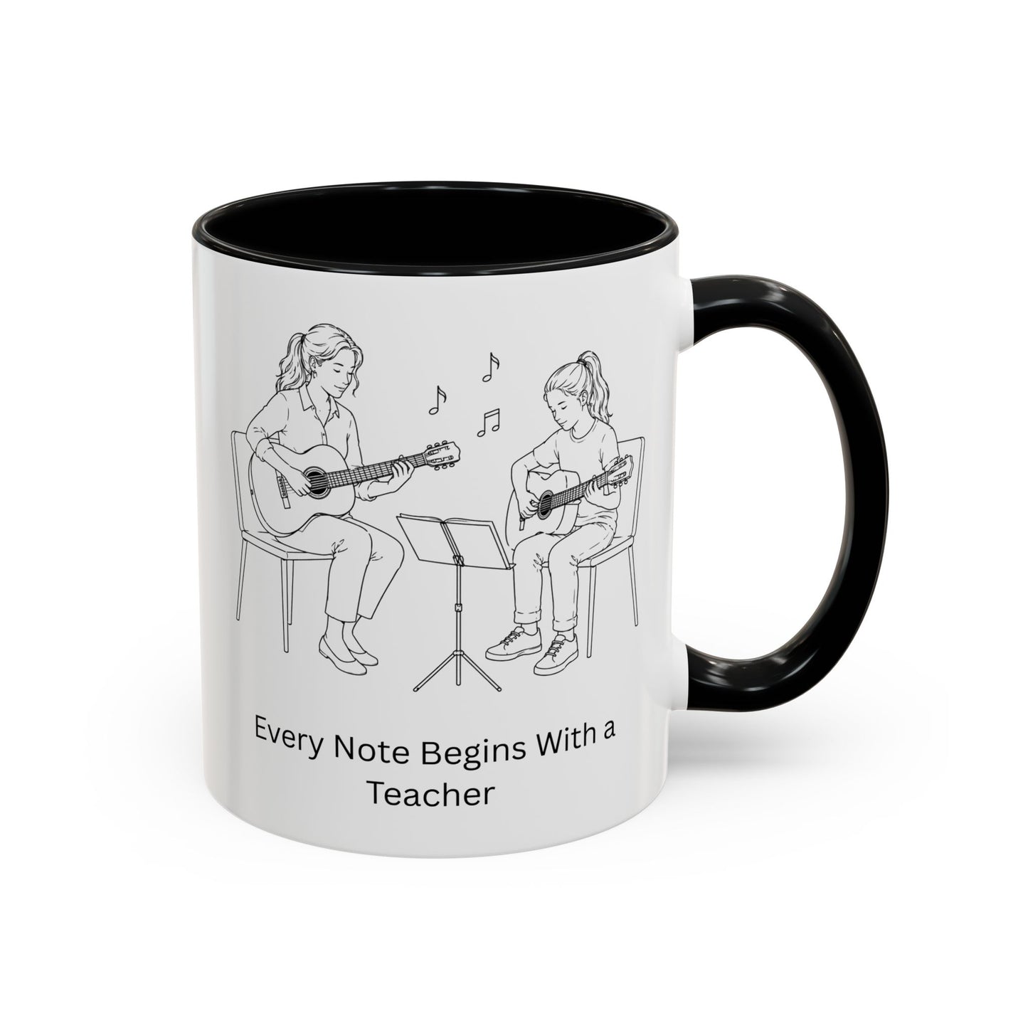 Guitar Teacher Coffee Mug - Every Note Begins With a Teacher