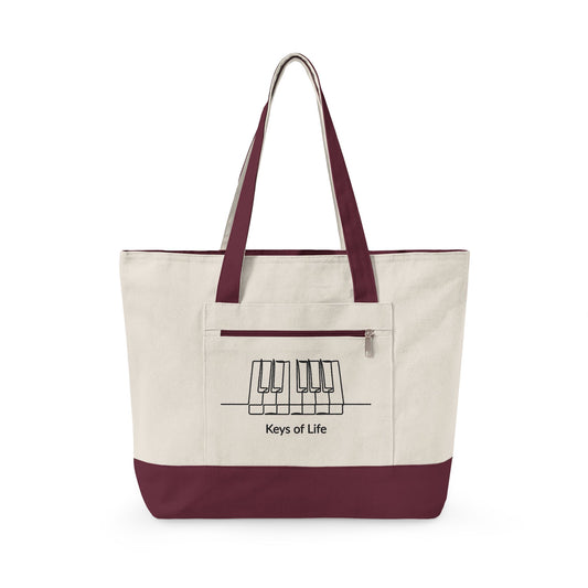 Keys of Life Keyboard Lover Zippered Canvas Tote