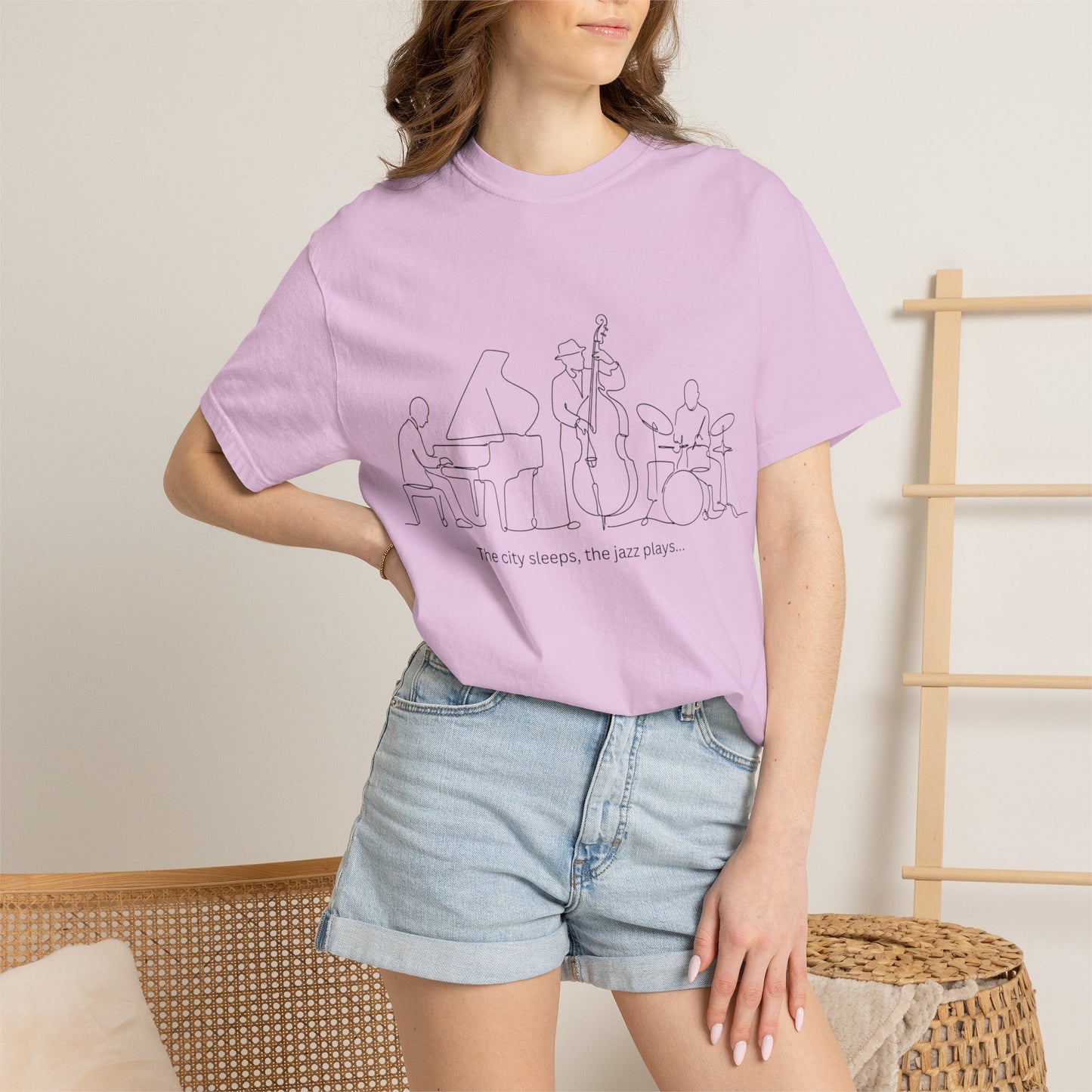 Jazz Band Line Art T-Shirt — "The City Sleeps" Minimal Music Tee