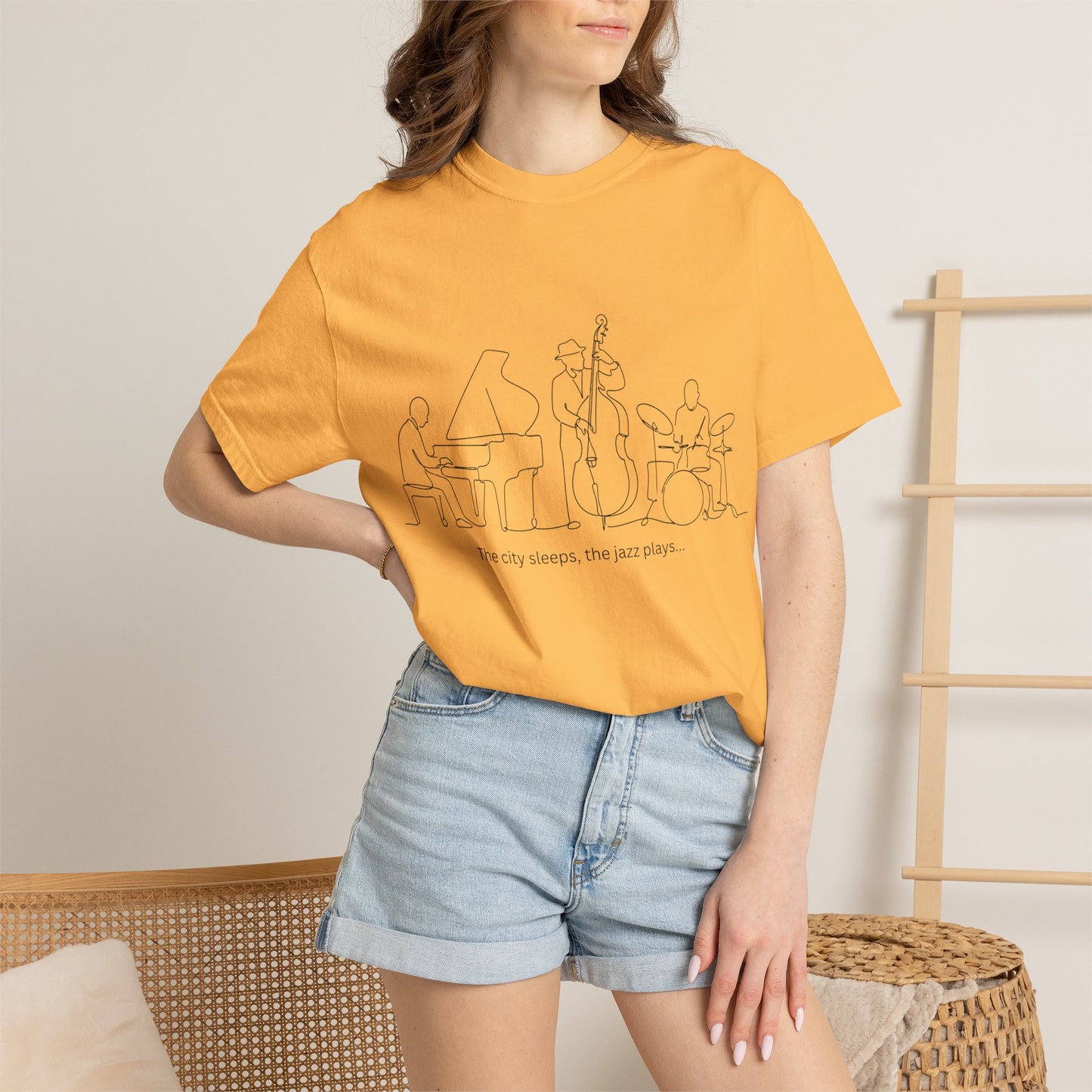 Jazz Band Line Art T-Shirt — "The City Sleeps" Minimal Music Tee