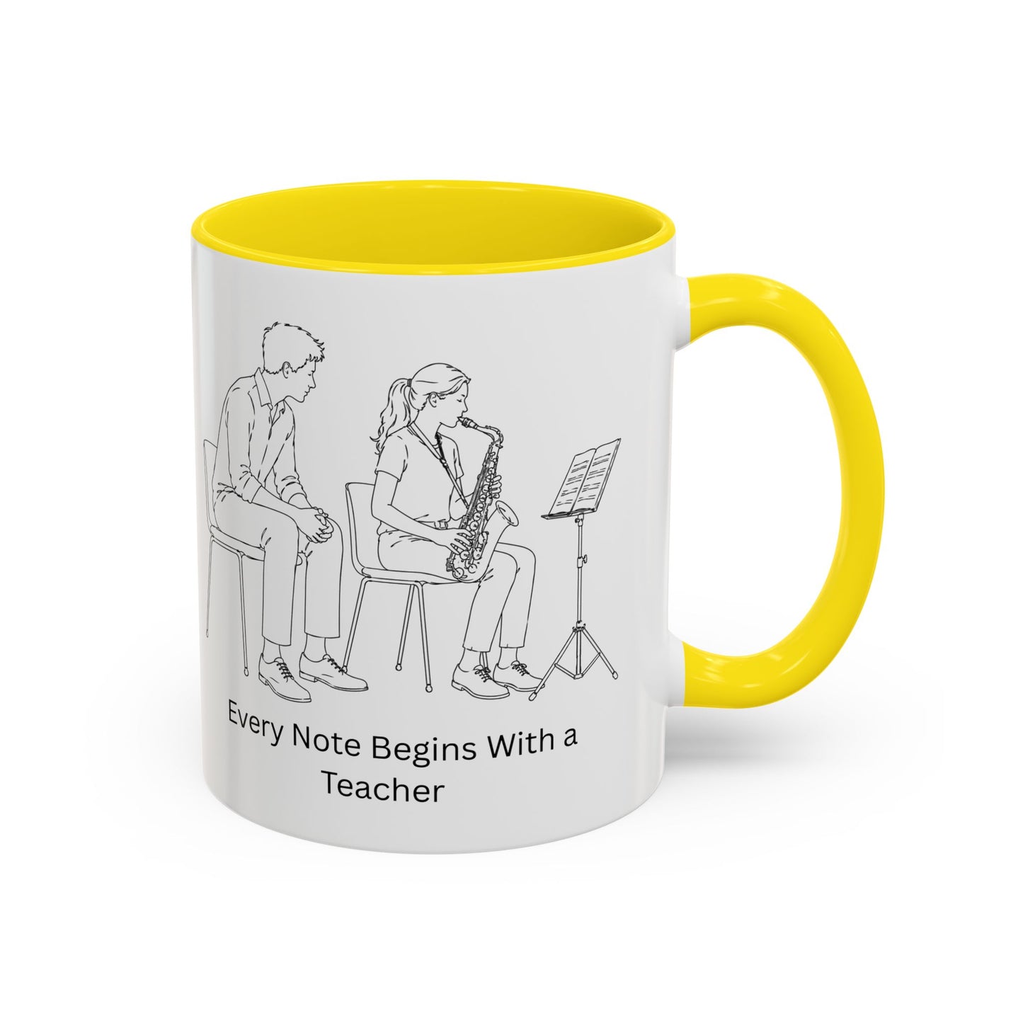 Saxaphone Teacher Coffee Mug - Every Note Begins With a Teacher
