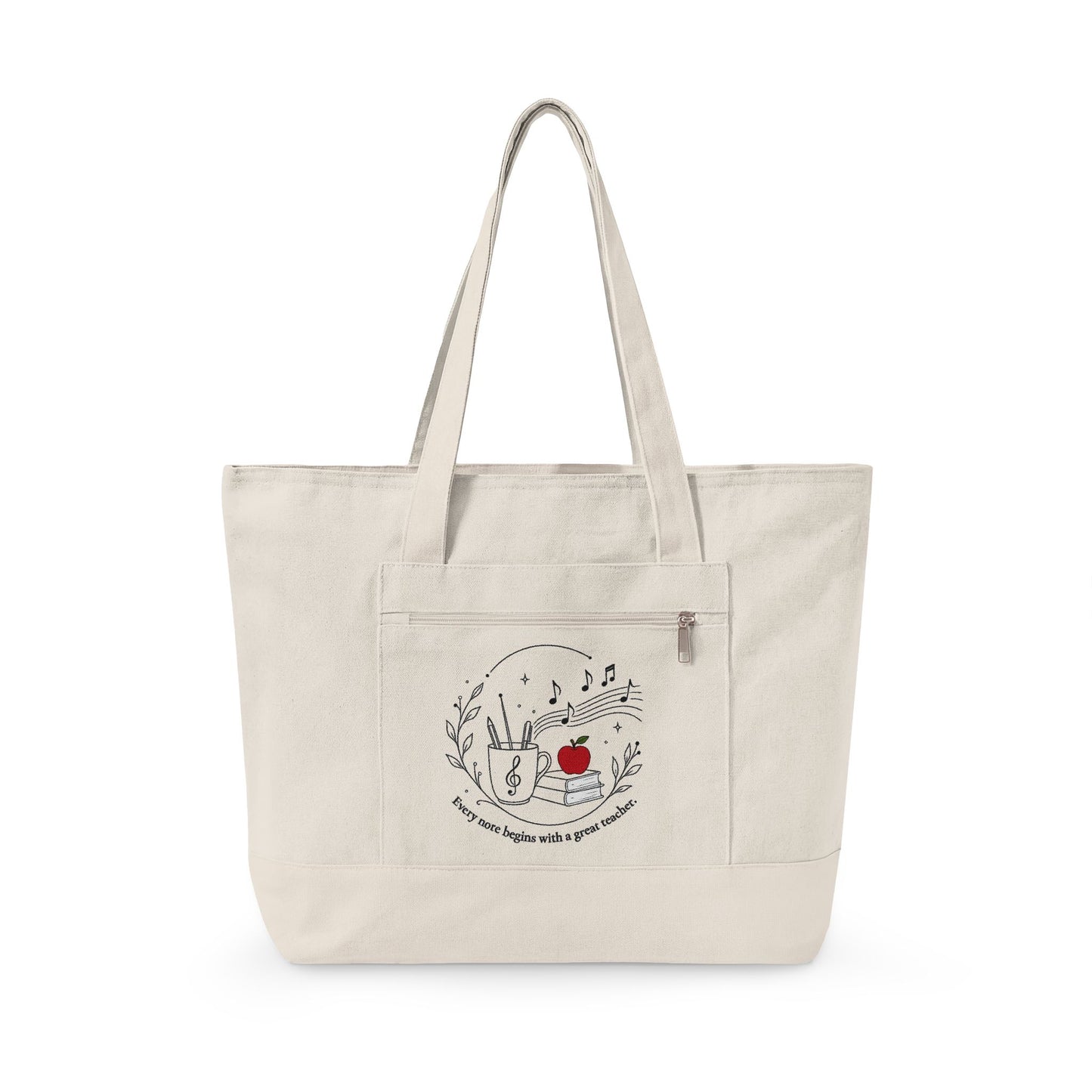 Music Teacher Appreciation Zippered Canvas Tote
