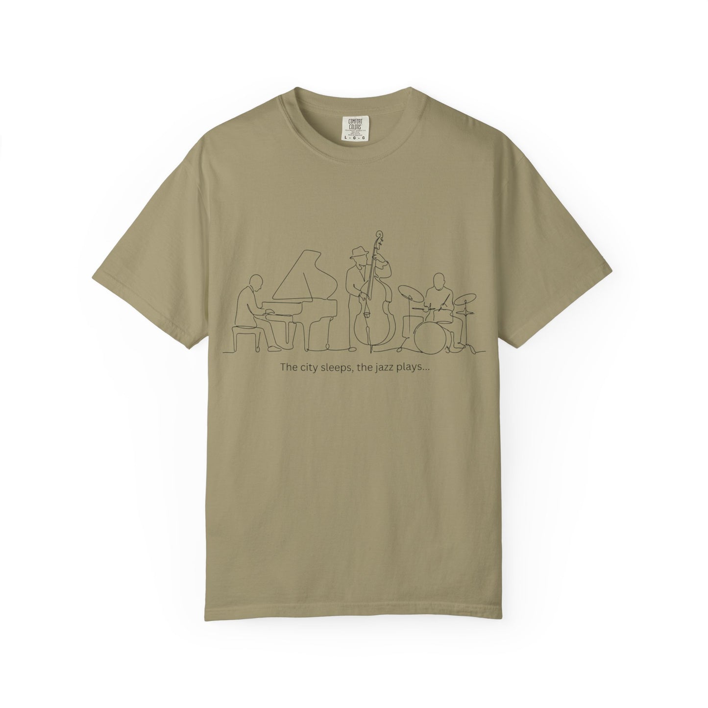 Jazz Band Line Art T-Shirt — "The City Sleeps" Minimal Music Tee