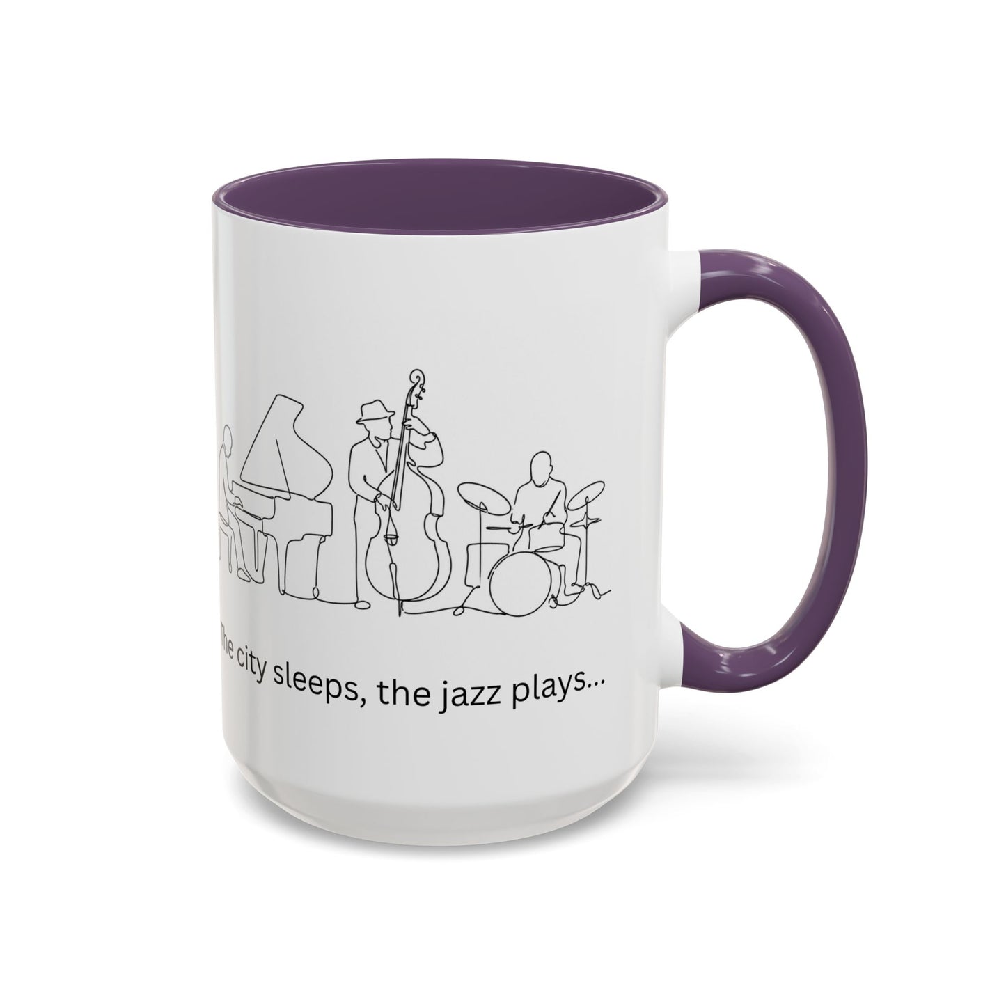 Jazz Night Accent Coffee Mug — "The city sleeps, the jazz plays..."