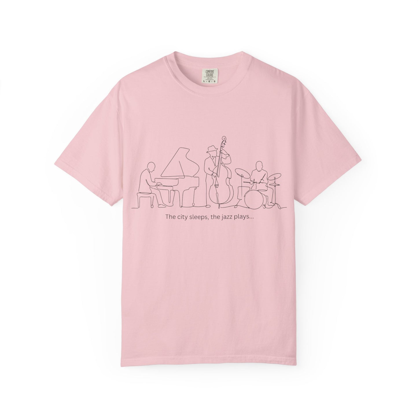 Jazz Band Line Art T-Shirt — "The City Sleeps" Minimal Music Tee